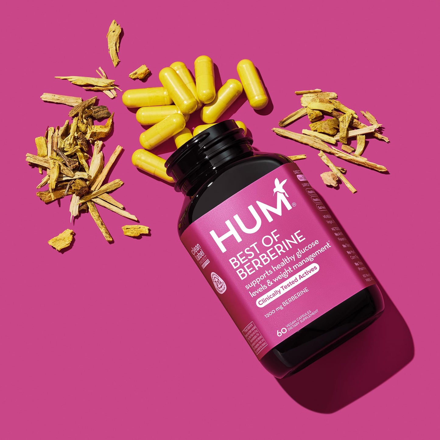 HUM Best of Berberine Supplement 1200mg - Pure Potency for Metabolic Wellness, Enhanced with BioPerine for Maximum Absorption (60 Capsules)