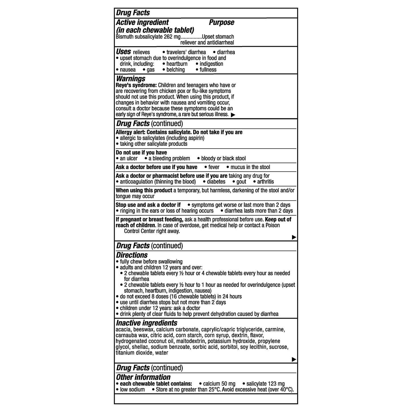 Pepto Bismol Chews, Fast and Effective Digestive Relief from Nausea, Heartburn, Indigestion, Upset Stomach, Diarrhea, 72 Total (3 Packs of 24)