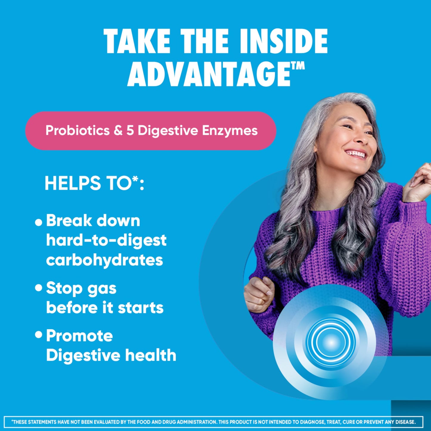 Digestive Enzyme and Probiotic Capsule- Digestive Advantage 32 Capsules, Survives 100x Better than regular 50 billion CFU, Breaks down food, helps prevent gas