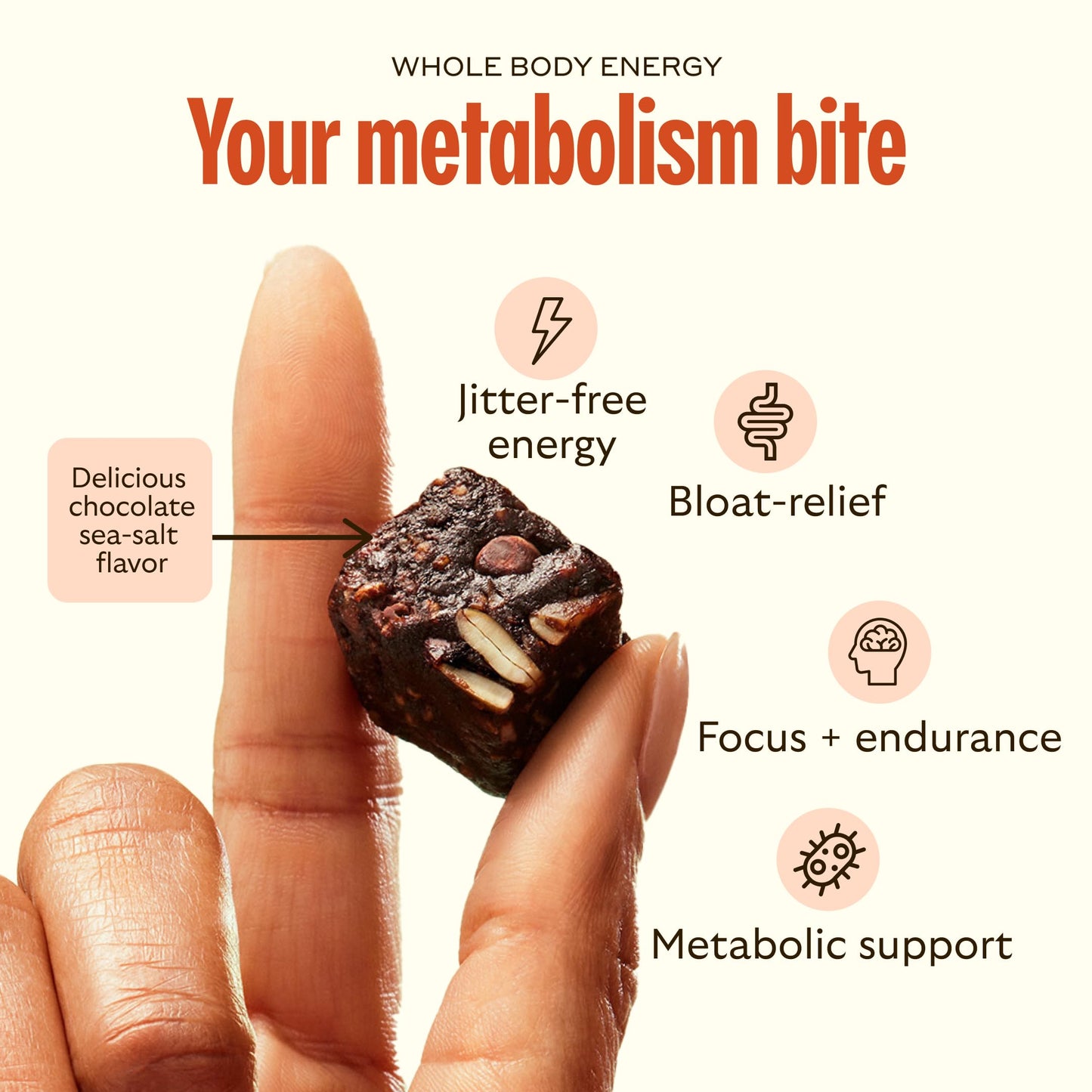 GEM Energy Aid Caffeinated Bite | Holistic Sustained Energy | Supports Metabolism & Endurance | 40mg Caffeine, Ginseng Root, L-Theanine | Chocolate Cacao Sea Salt | 7 Servings