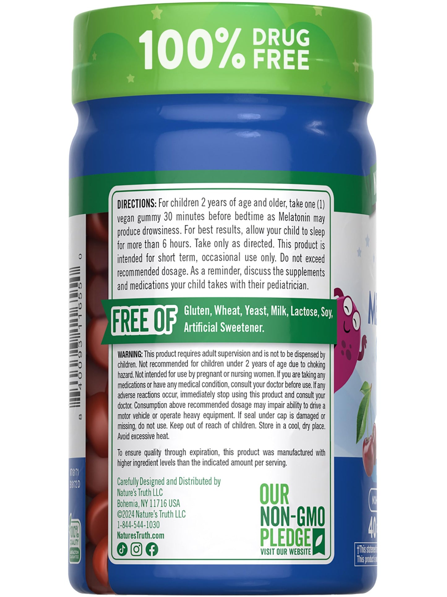 Nature's Truth Kids Melatonin Gummy | 1mg | 40 Count | Vegan, Non-GMO & Gluten Free Gummies | Cherrylicious Flavor