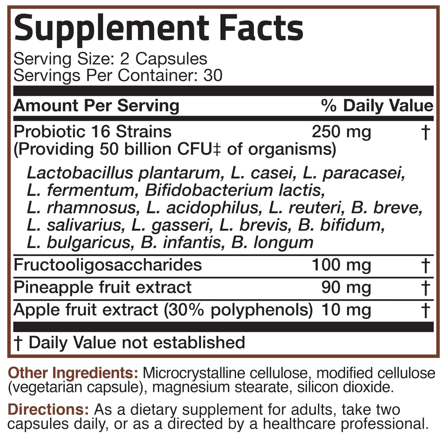 Bronson Probiotic 50 Billion CFU + Prebiotic with Apple Polyphenols & Pineapple Fruit Extract for Women & Men Non-GMO, 60 Vegetarian Capsules