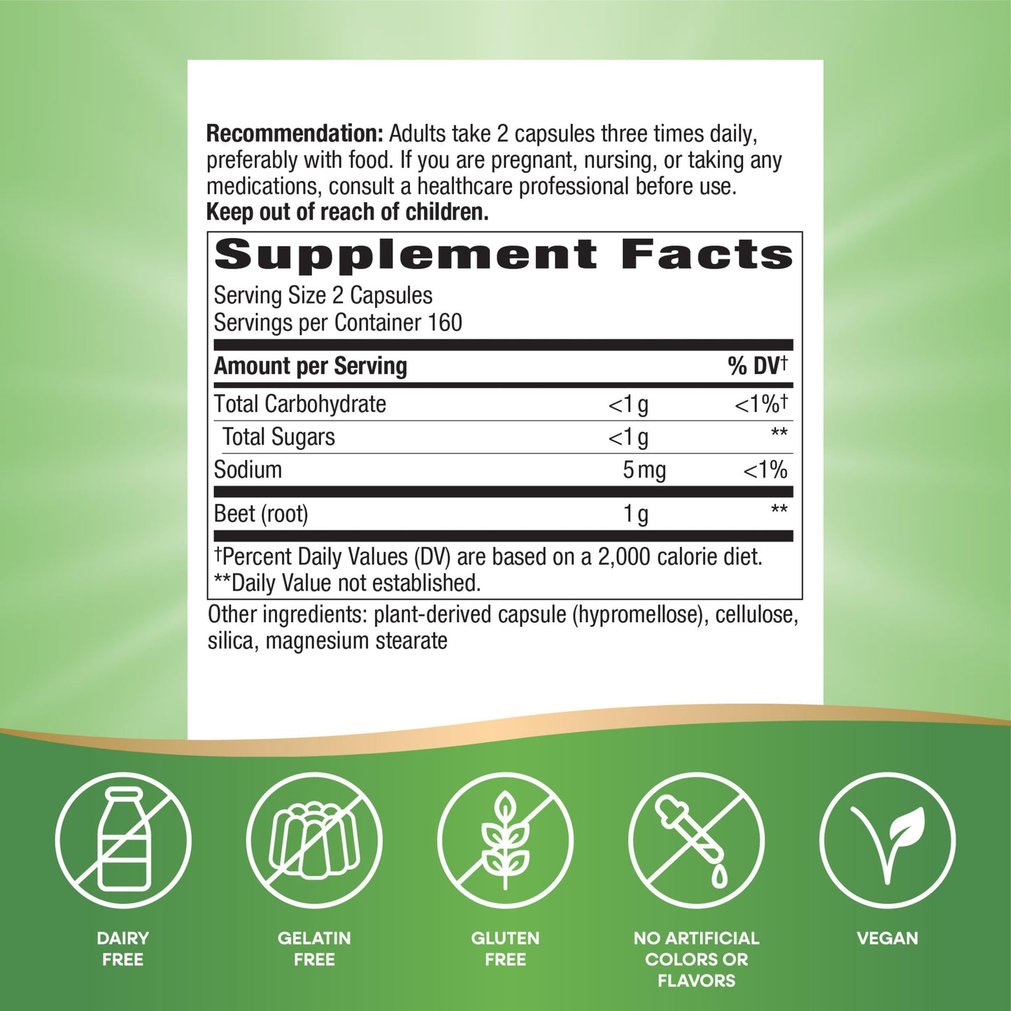 Nature's Way Beet Root, Supports Antioxidant Pathways*, Helps Neutralize Free Radicals*, 1,000 mg per 2-Capsule Serving, Vegan, 320 Capsules