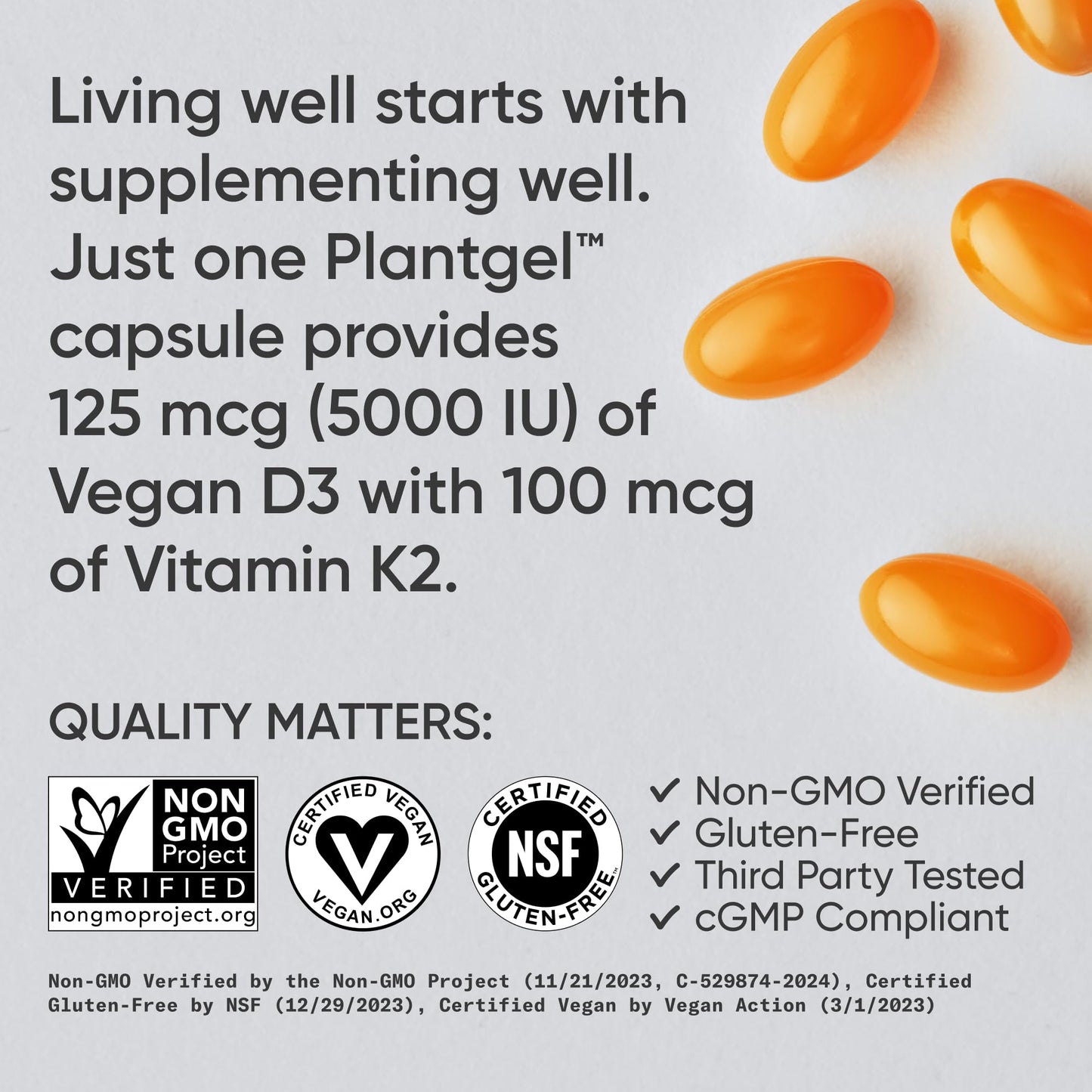 Sports Research Triple Strength Omega 3 Fish Oil 1250mg EPA & DHA from Wild Alaska Pollock Burpless Supplement Sustainably Sourced and Vitamin D3 K2 with Coconut Oil Plant Based Vegan Certified