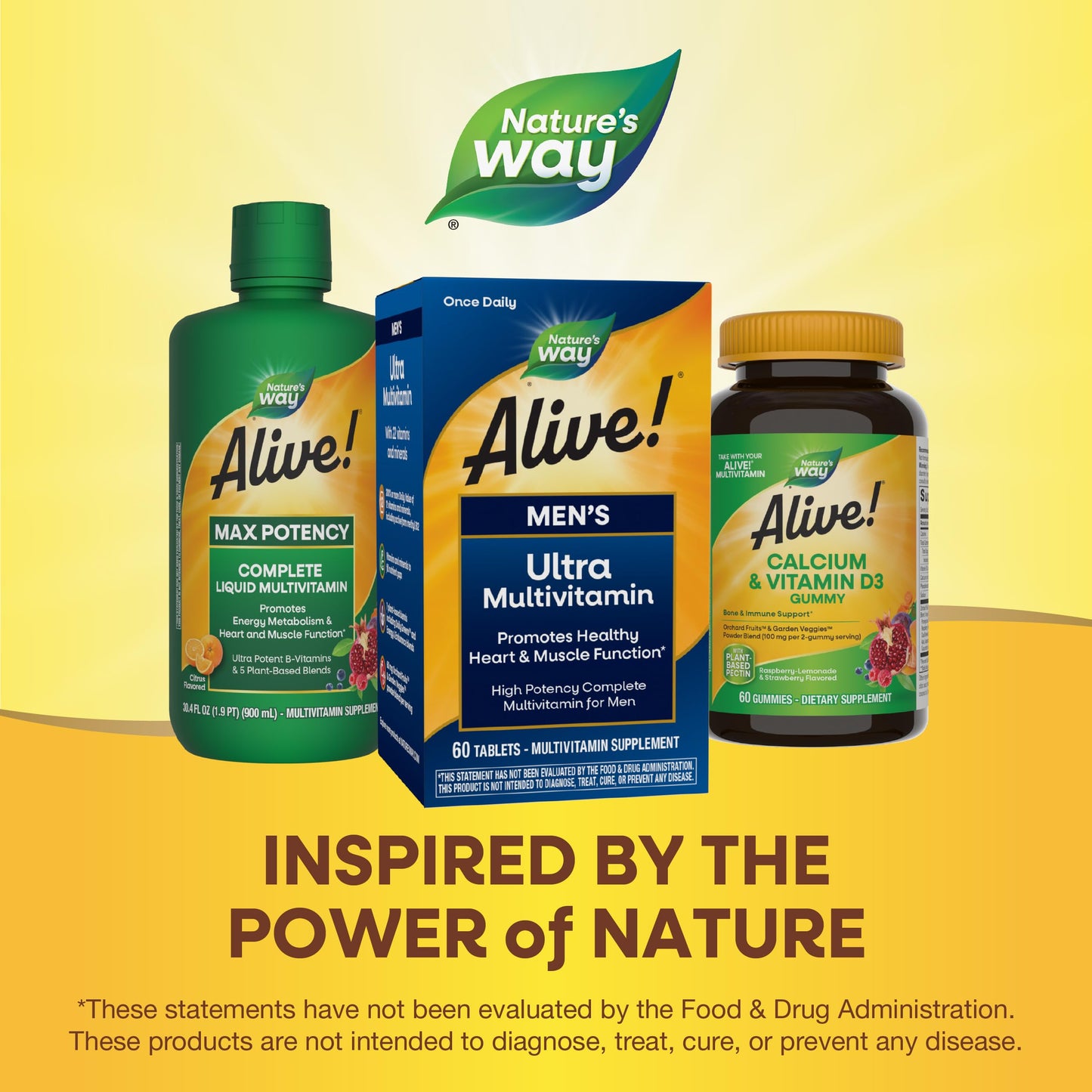 Nature's Way Alive! Men's Daily Ultra Multivitamin, High Potency Formula, Promotes Healthy Heart & Muscle Function*, with Methylated B12, Gluten Free, 60 Tablets (Packaging May Vary)