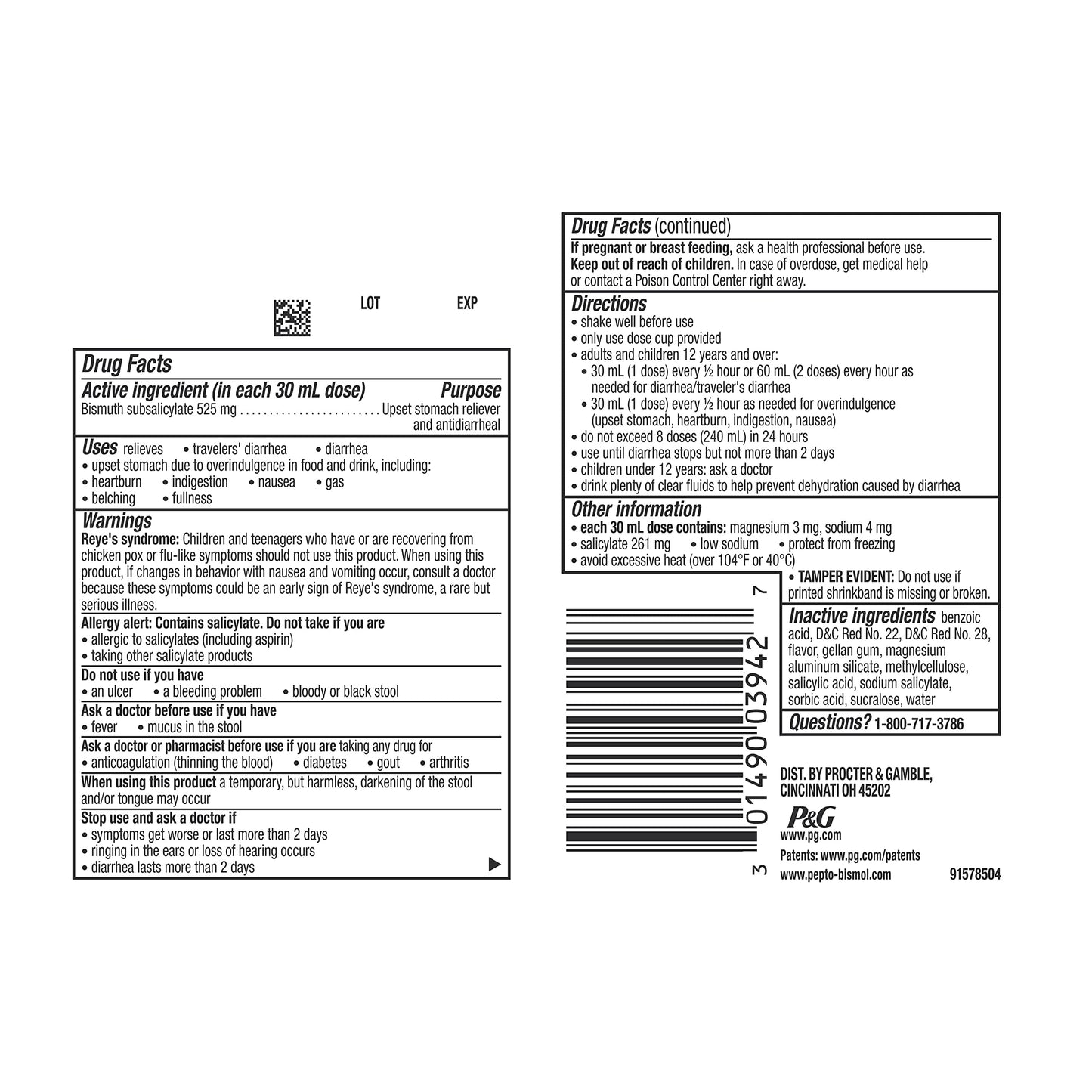 Pepto Bismol Liquid for Nausea, Heartburn, Indigestion, Upset Stomach, and Diarrhea Relief, Original Flavor 12 oz