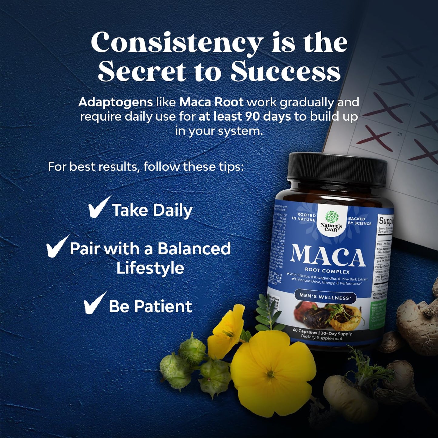 Potent Black Maca Root Capsules for Men - Herbal Wellness Supplement with Siberian Ginseng Ashwagandha and Black Maca Root - Men’s Wellness Supplement to Support General Health (30 Servings)
