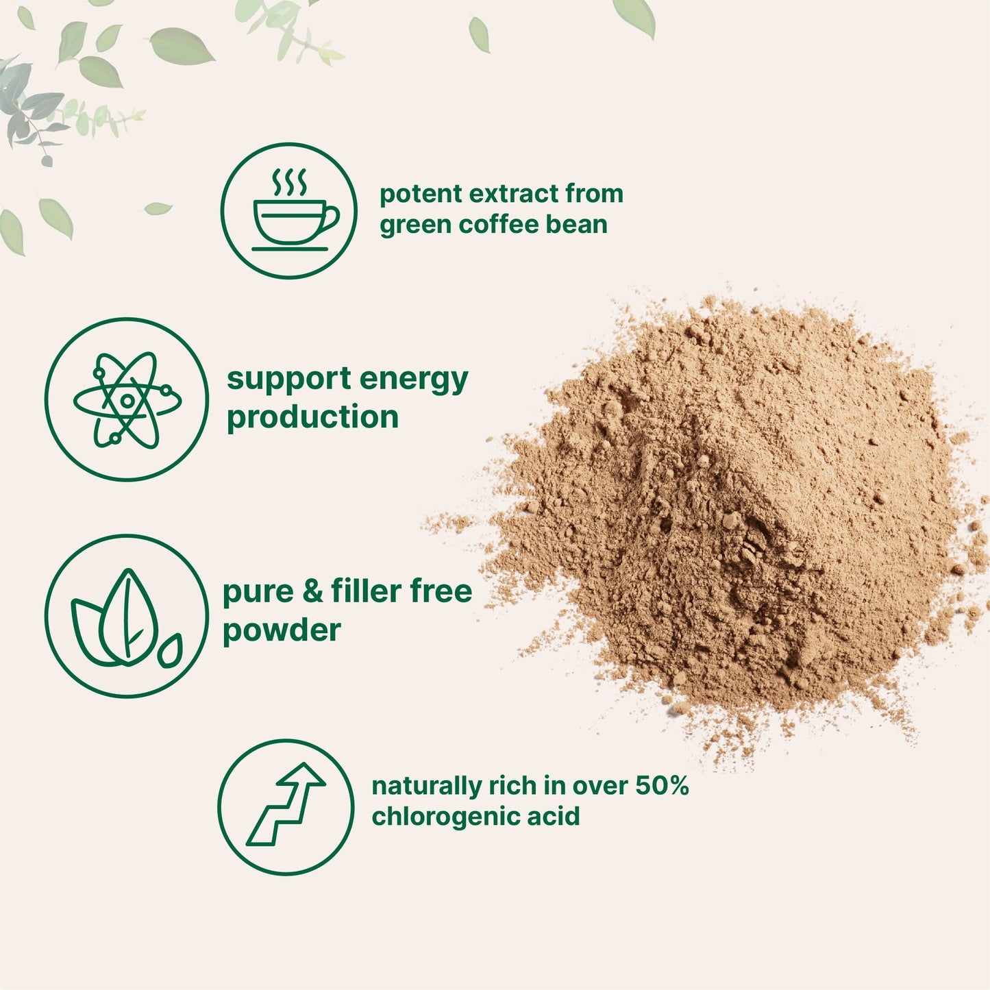 Pre-Order | Arrives in 5–10 Days – Pure Green Coffee Bean Extract, 4 Ounce, Filler Free with Natural Caffeine, Green Coffee Bean Fat Burn Supplement with 50% Chlorogenic Acid, Supports Metabolism and Weight Management, Vegan Friendly