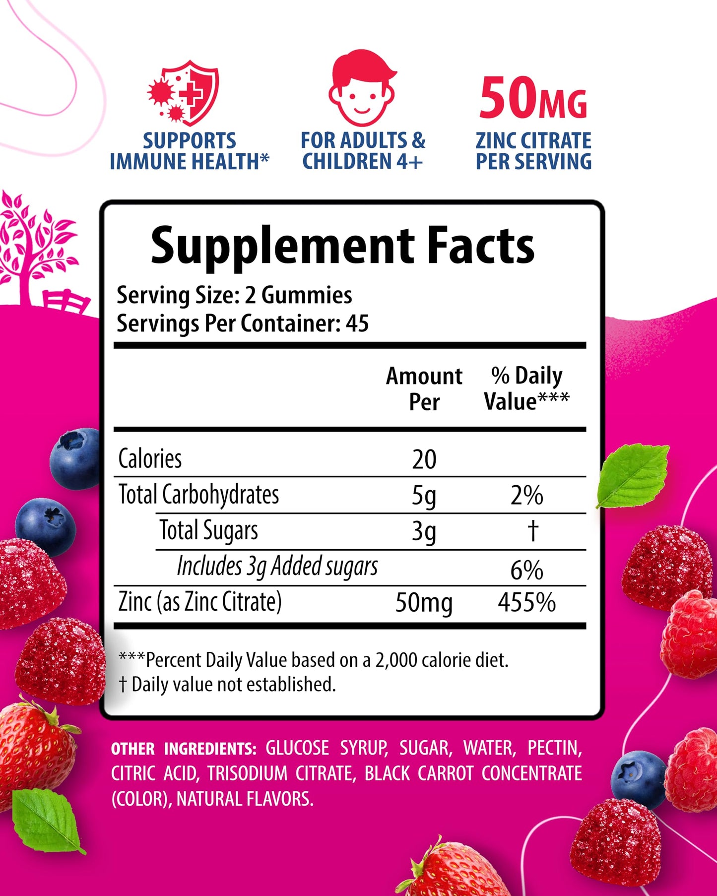 Magnesium Gummies for Adults & Zinc Gummies for Adults - Zinc Chewable Gummy for Immune Support - Powerful Natural Antioxidant Non-GMO Supplement for Children Men Woman Adults
