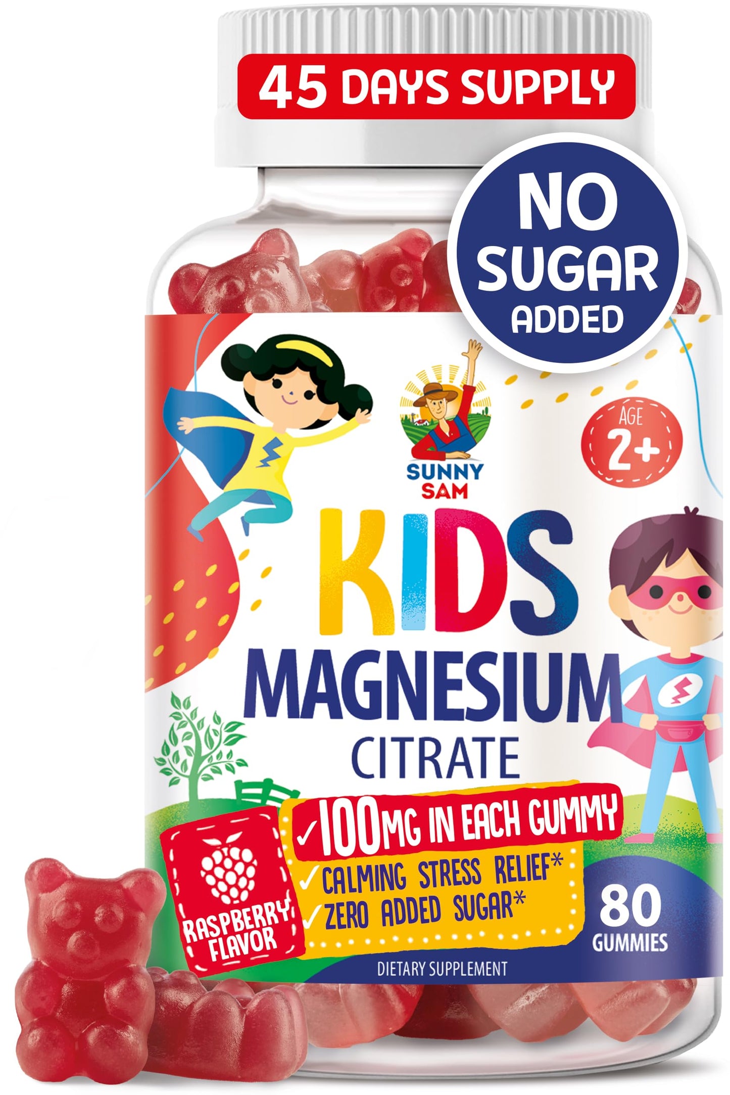 Magnesium Gummies for Kids & Adults - 100mg - Calm Magnesium Chews - Magnesium Citrate Chewable Supplement for Mood & Muscle Support