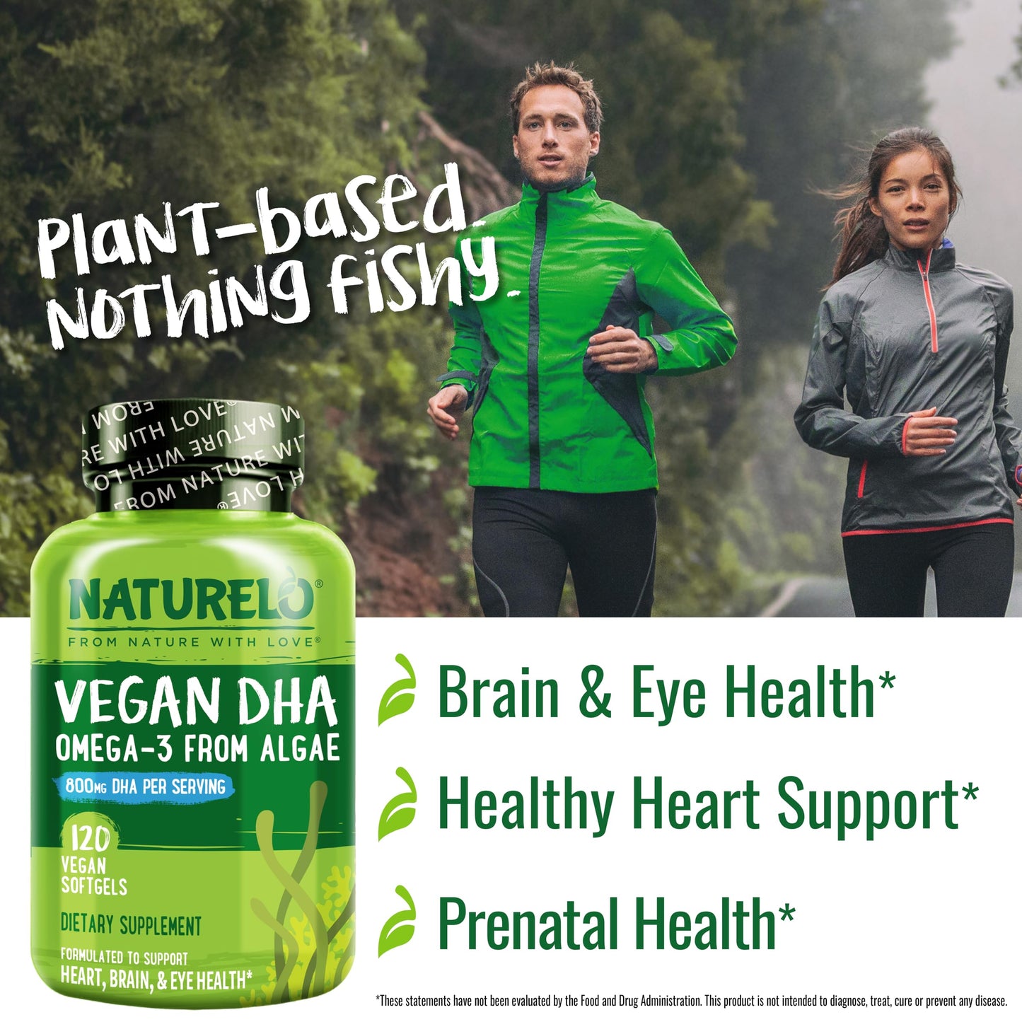 NATURELO Vegan DHA - Omega 3 Oil from Algae - Supplement for Brain, Heart, Joint, Eye Health - Provides Essential Fatty Acids for Women Men and Kids - Complements Prenatal Vitamins - 120 Softgels