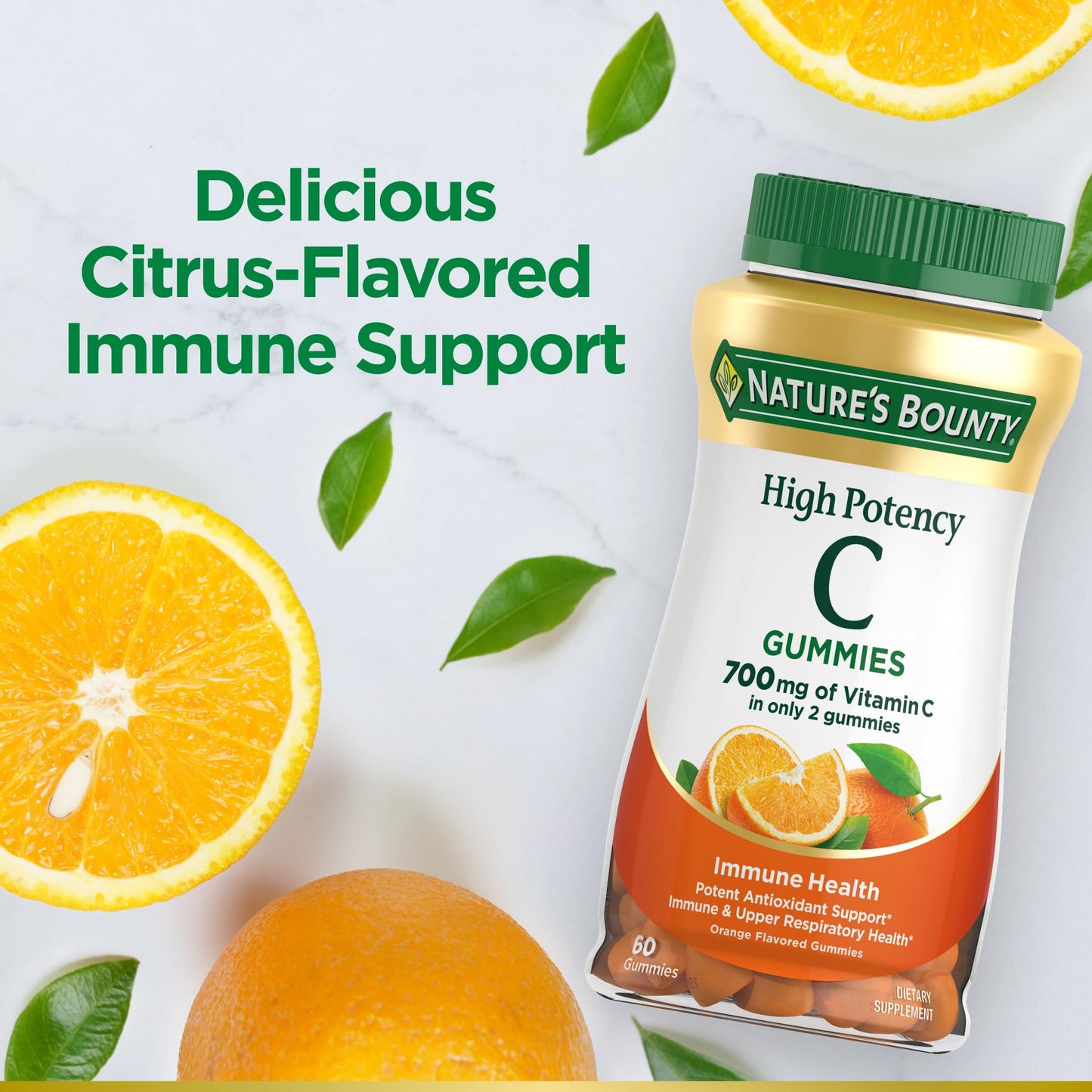 Nature's Bounty Vitamin C Gummies 700mg, High Potency Vitamin C Gummies for Adults, Immune Support Supplement, Dietary Supplement, Orange Flavor, 60 Chewable Vitamin C Gummies