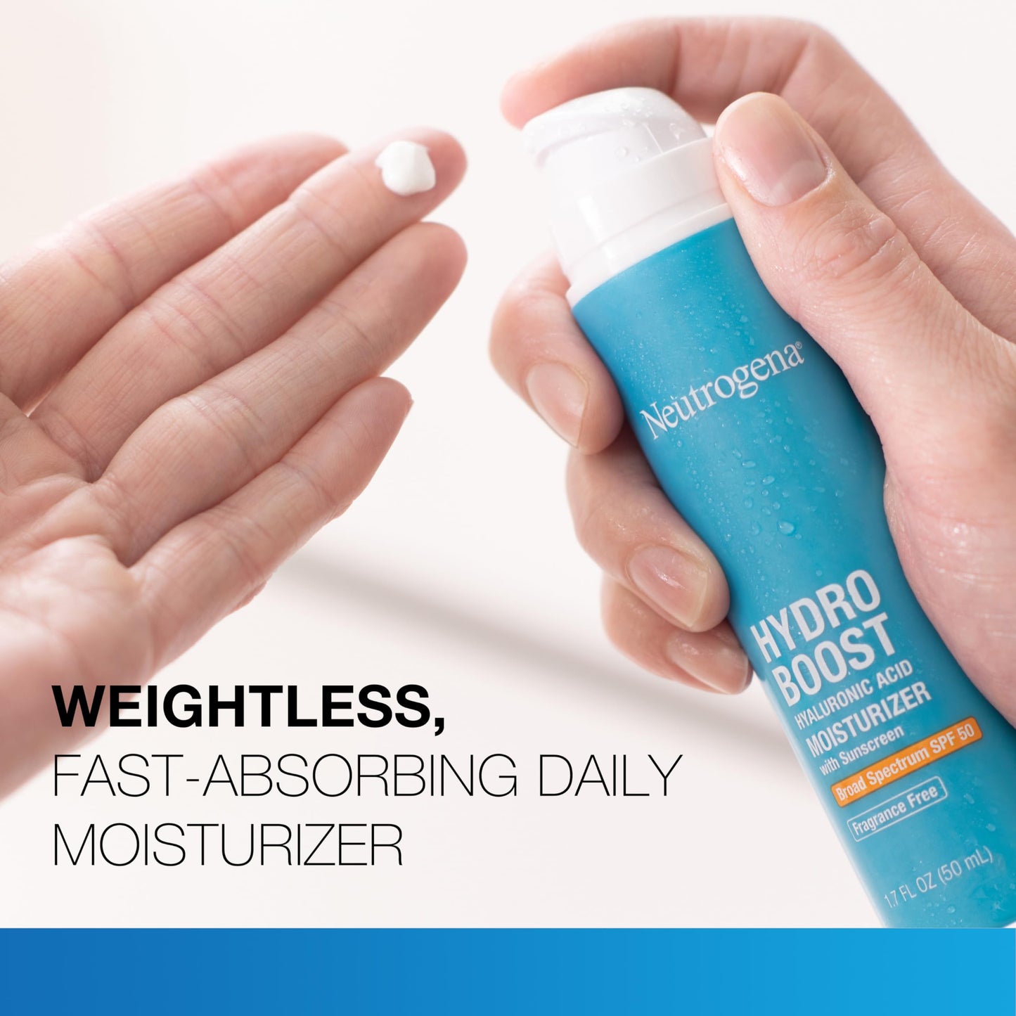 Neutrogena Hydro Boost Hyaluronic Acid Face Moisturizer with Sunscreen, Broad Spectrum SPF 50, Fragrance Free Facial Moisturizer to Hydrate & Soothe Dry Skin, 1.7 fl. oz