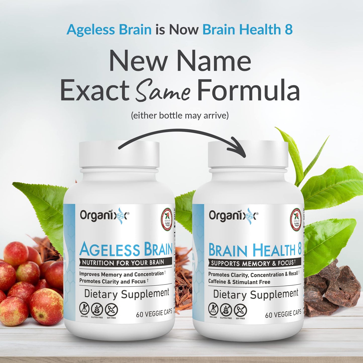 Organixx Ageless Brain Powerful Brain Health Supplement to Support Brain Function, Clarity, Focus, Re-Energize Brain Cells, Helps Promote a Balanced Mood, Gluten Free, Non GMO, 60 Vegetarian Capsules
