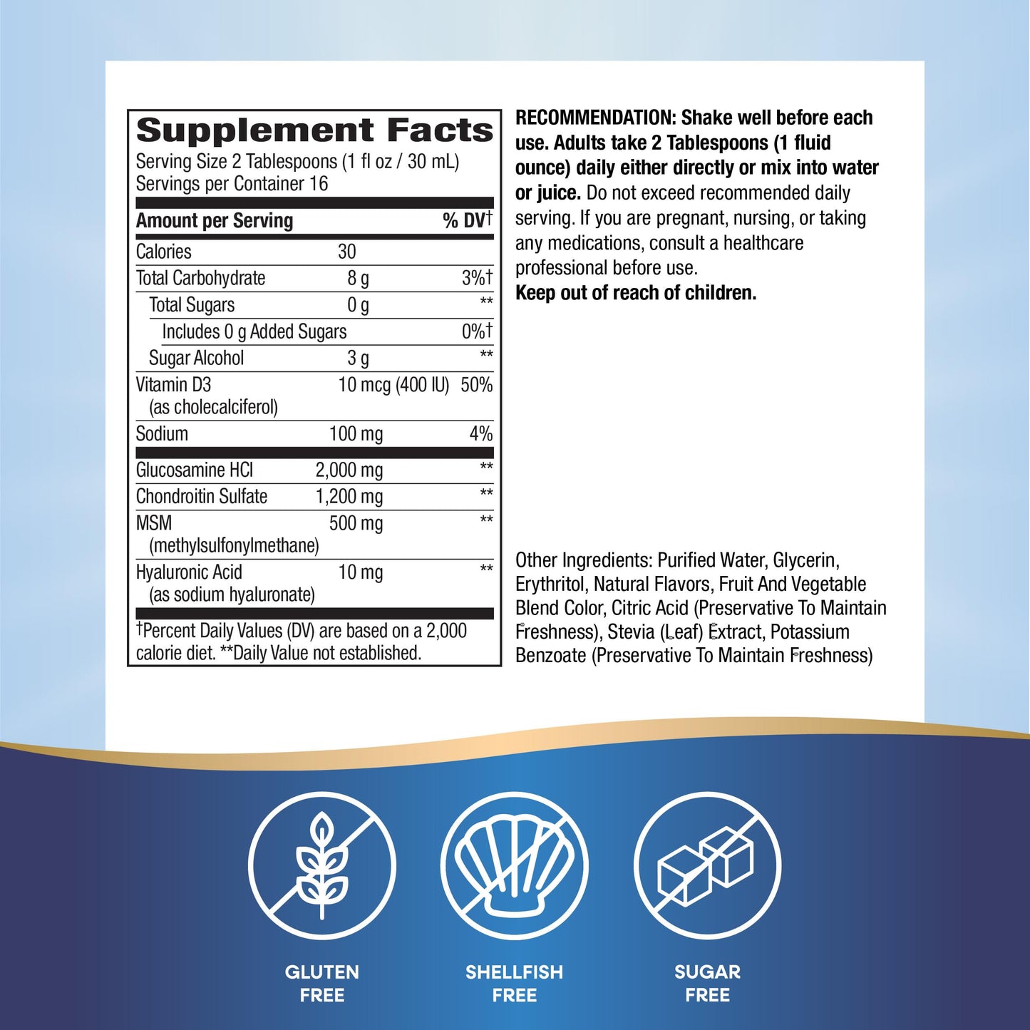 Nature's Way Joint Movement Glucosamine Fast Absorbing Liquid, Ultra Strength, Supports Healthy Bones*, Chondroitin, and MSM with Vitamin D3, Berry Flavored, 16 Fl Oz (Packaging May Vary)