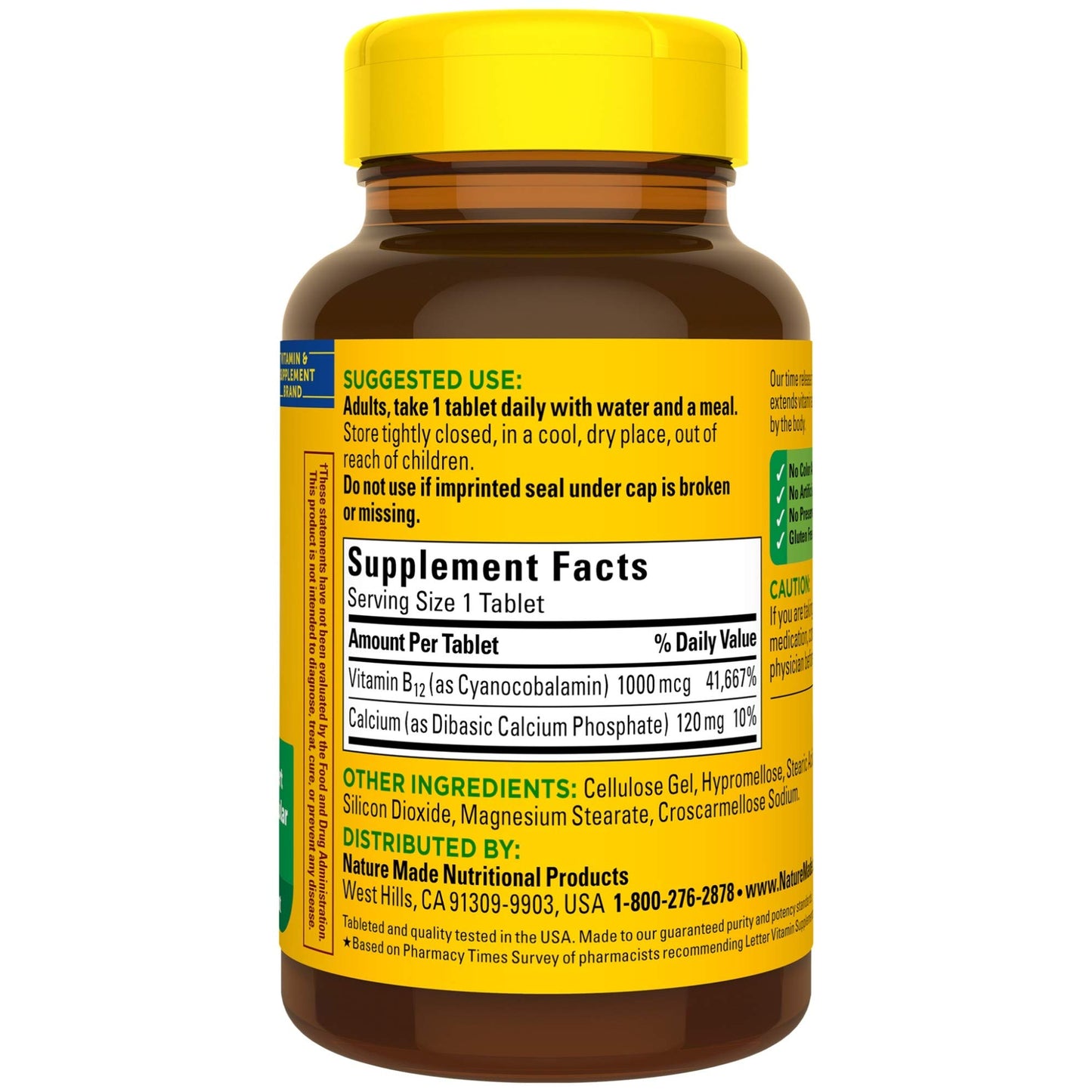 Nature Made Vitamin B12 1000 mcg, Energy Supplement For Cellular Energy Support, 160 Time Release Tablets, 160 Day Supply (Pack of 2)