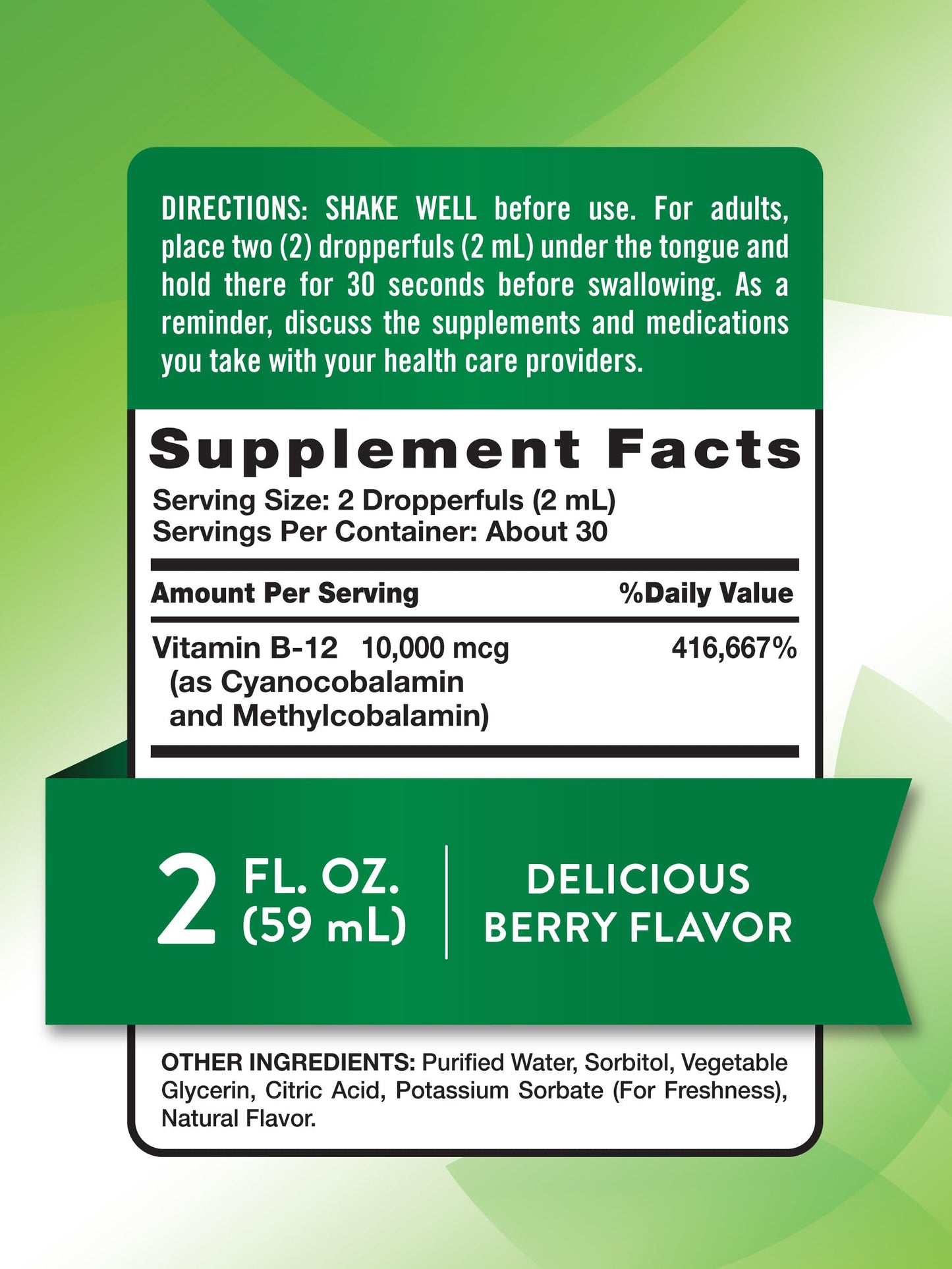 Nature's Truth B12 Sublingual Liquid Drops | 10,000 mcg | 2 oz | Fast Acting | Vegan, Non-GMO & Gluten Free