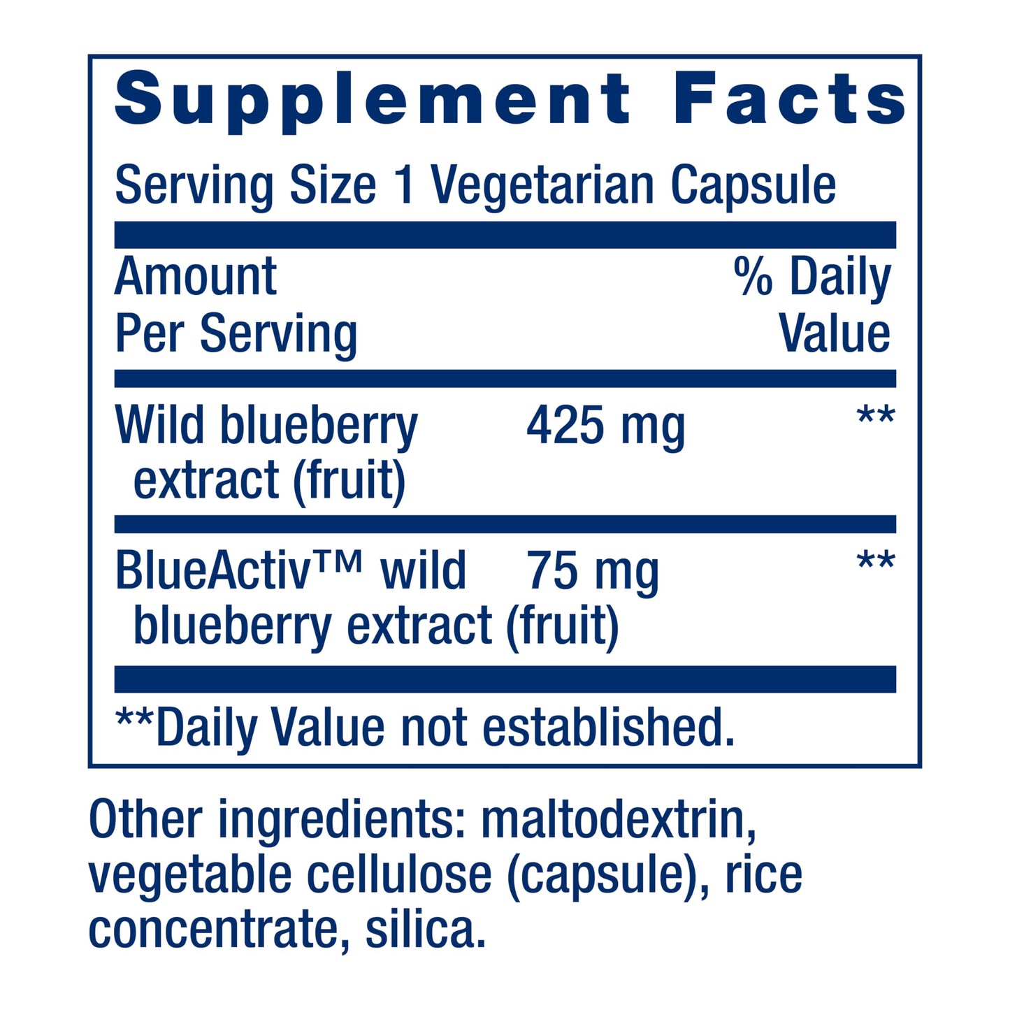 Life Extension Blueberry Extract Capsules - Whole Fruit Wild Blueberry Extract Supplement Pills- For Brain Health Support - Non-GMO, Gluten-Free ,Vegetarian - 60 Capsules