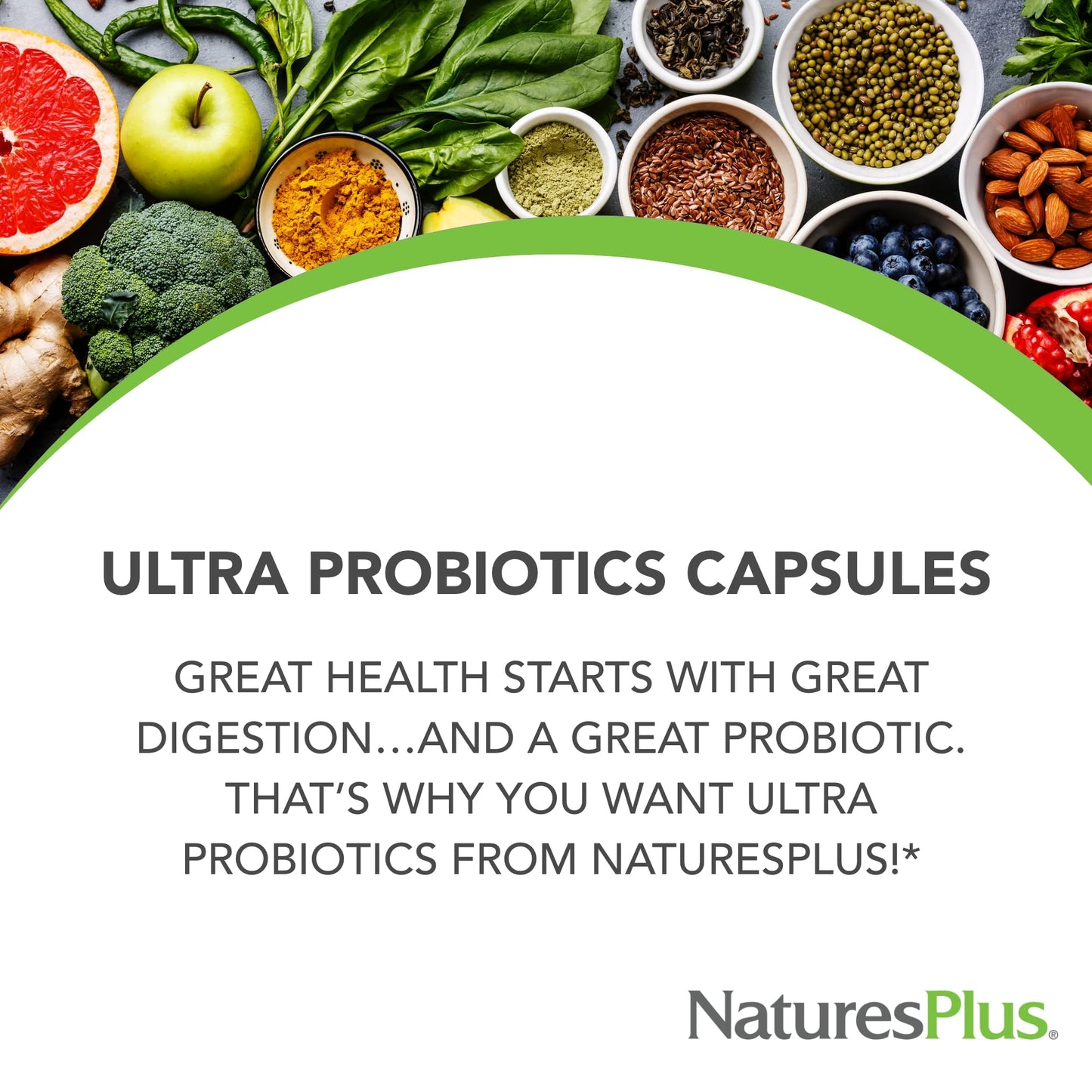Natures Plus Ultra Probiotics - Maximum Strength Digestive Supplement - Total Body & Gut Health - Intestinal & Colonic Probiotics & Prebiotic Acai - 30 Vegetarian Capsules (30 Servings)