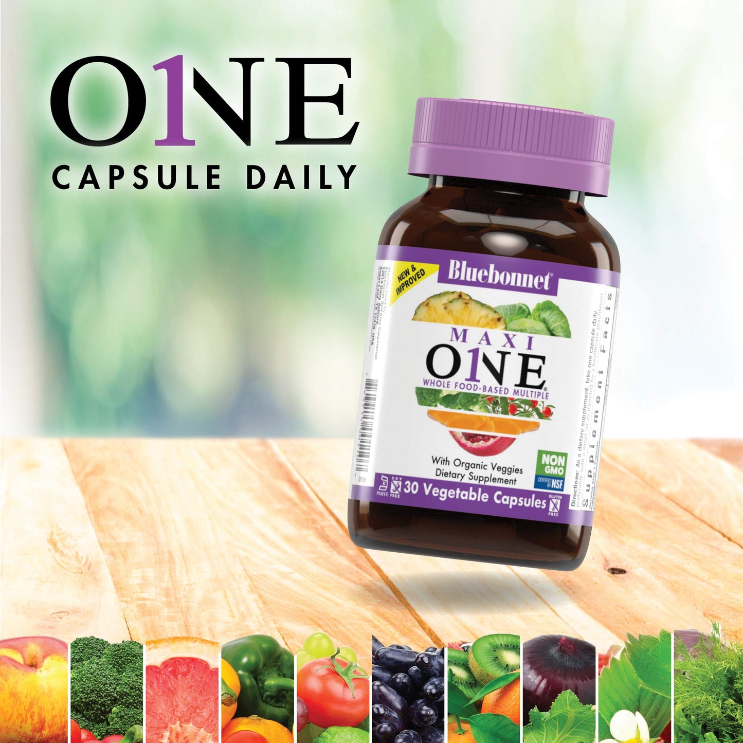 Pre-Order | Arrives in 5–10 Days – Bluebonnet Nutrition Maxi One (Iron-Free), Whole Food Multiple, Enzymes, Energy, Vitality, Gluten-Free, Kosher, Dairy-Free, Vegetarian Friendly, Soy-Free, Non-GMO, 60 Vegetable Capsule, 2 Month Supply