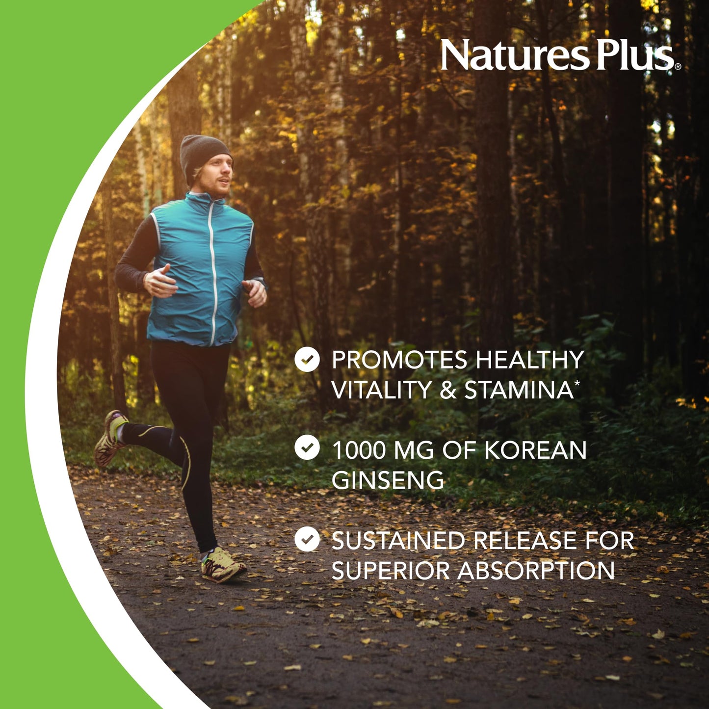 Natures Plus Herbal Actives Korean Ginseng, Extended Release - 1000 mg, 30 Vegan Tablets - Adaptogenic Herbal Supplement, Antioxidant - Vegetarian, Gluten-Free - 30 Servings