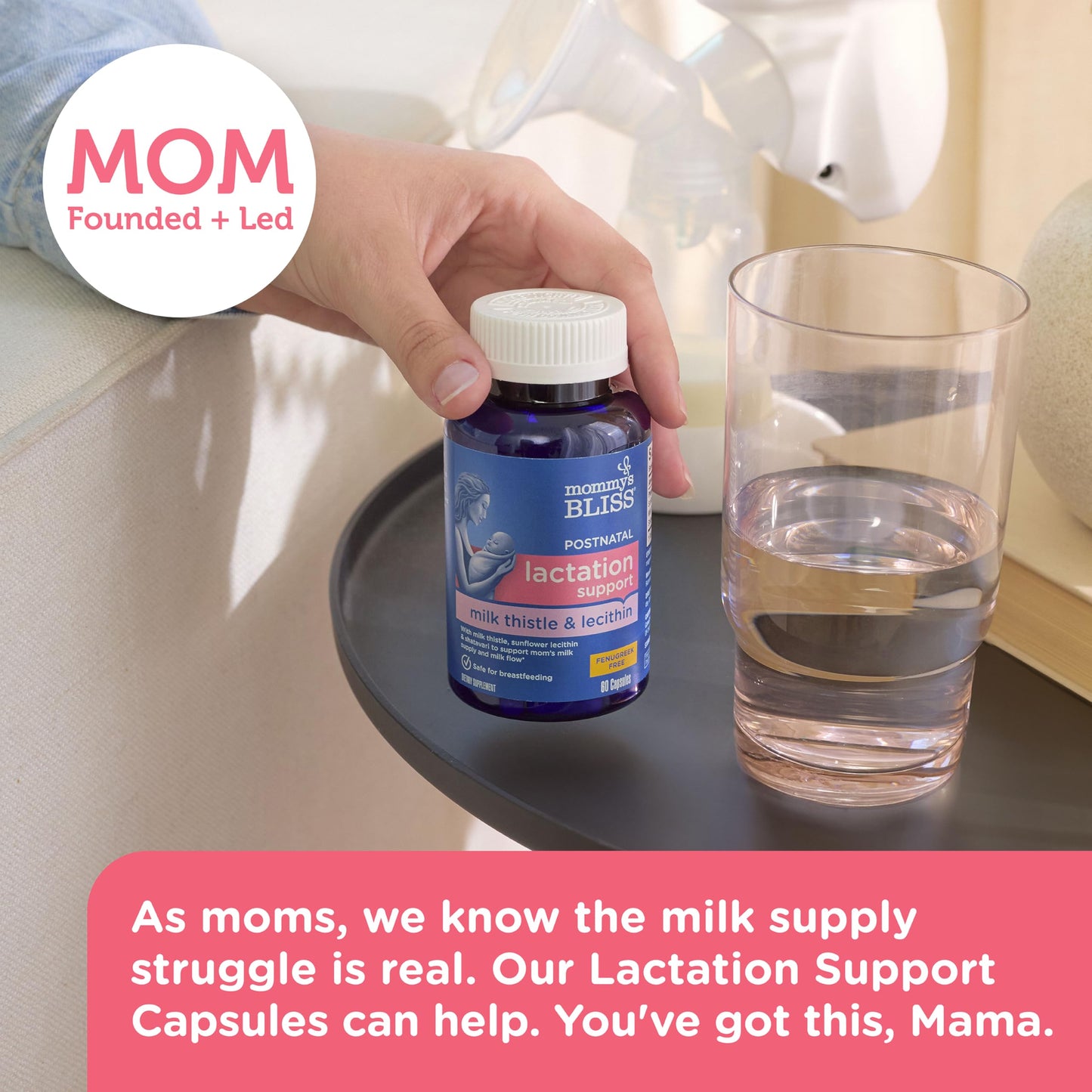 Mommy's Bliss Postnatal Lactation Support, Contains Milk Thistle, Shatavari, and Lecithin, 1 Bottle (60 Capsules)
