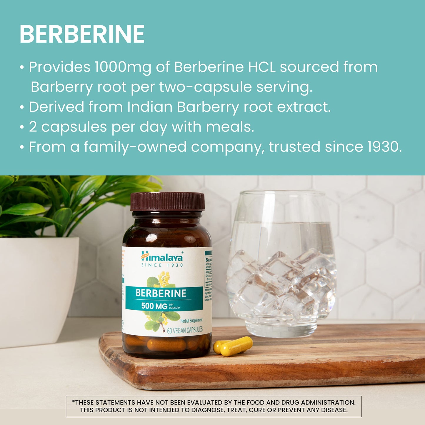 Himalaya Berberine for Balanced Support, Digestion & Immune System Support, 500 mg, 60 Vegetarian Capsules, 1 Month Supply