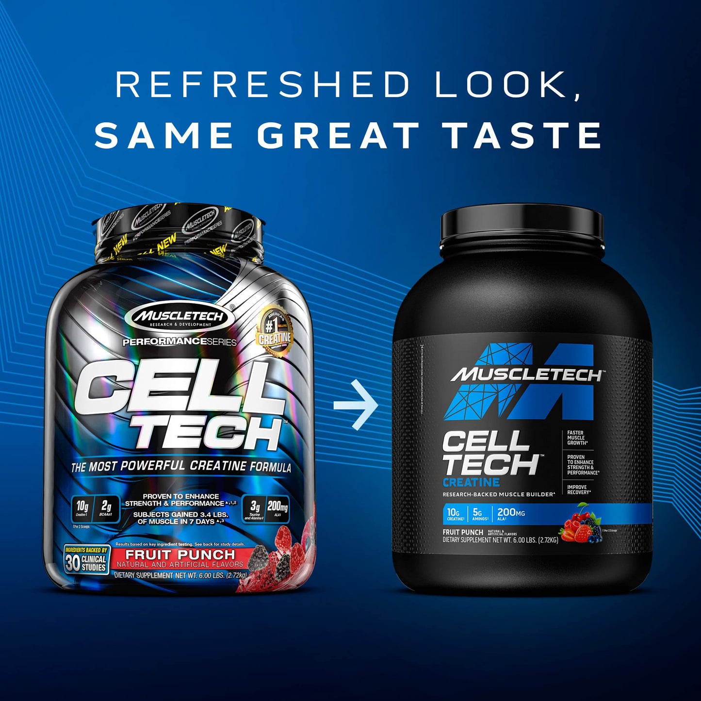 MuscleTech Whey Protein Powder Nitro-Tech Whey Protein Isolate & Peptides & nohydrate Powder Cell-Tech Creatine Powder