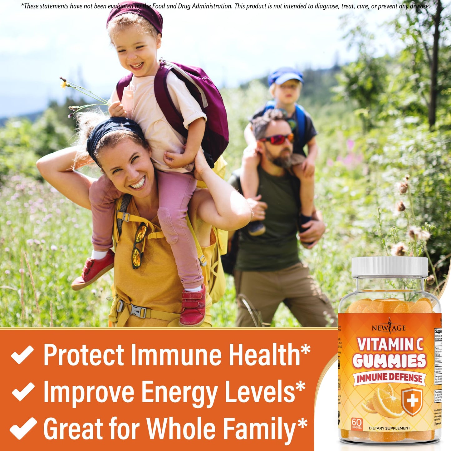 NEW AGE Vitamin C Gummies Orange Vitamin C Gummy - Supports Healthy Immune System - Vegetarian Without Gluten (120 Gummies)