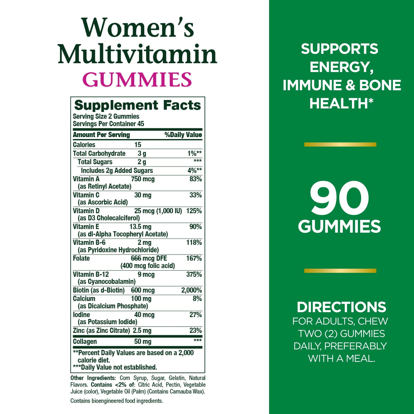 Nature's Bounty Women Multivitamin, Vitamin Supplements for Adults, Fruit Flavored, 90 Gummies