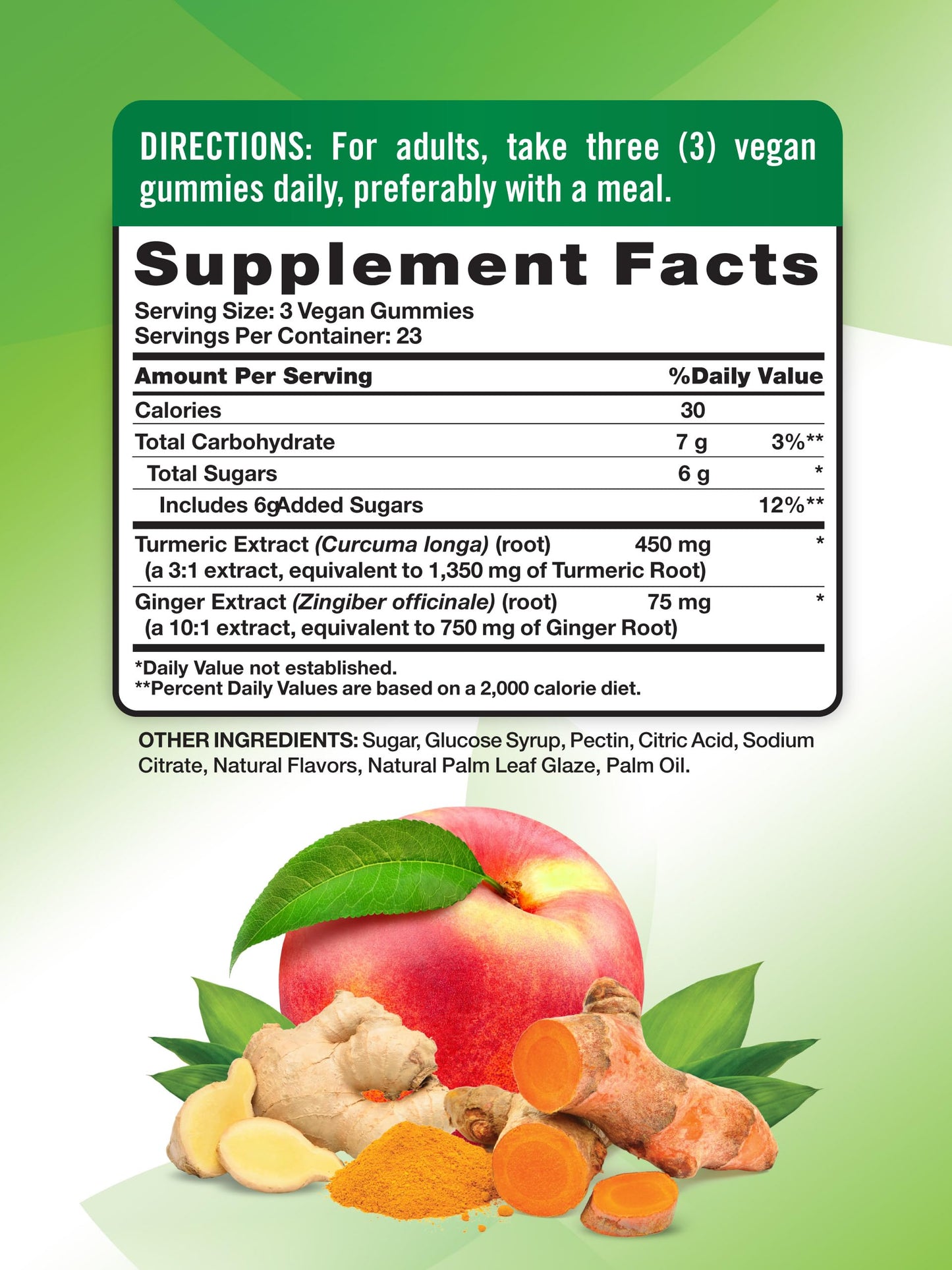 Nature's Truth Turmeric and Ginger Gummies | 70 Count | Peach Flavor | Vegan, Non-GMO, & Gluten Free Supplement