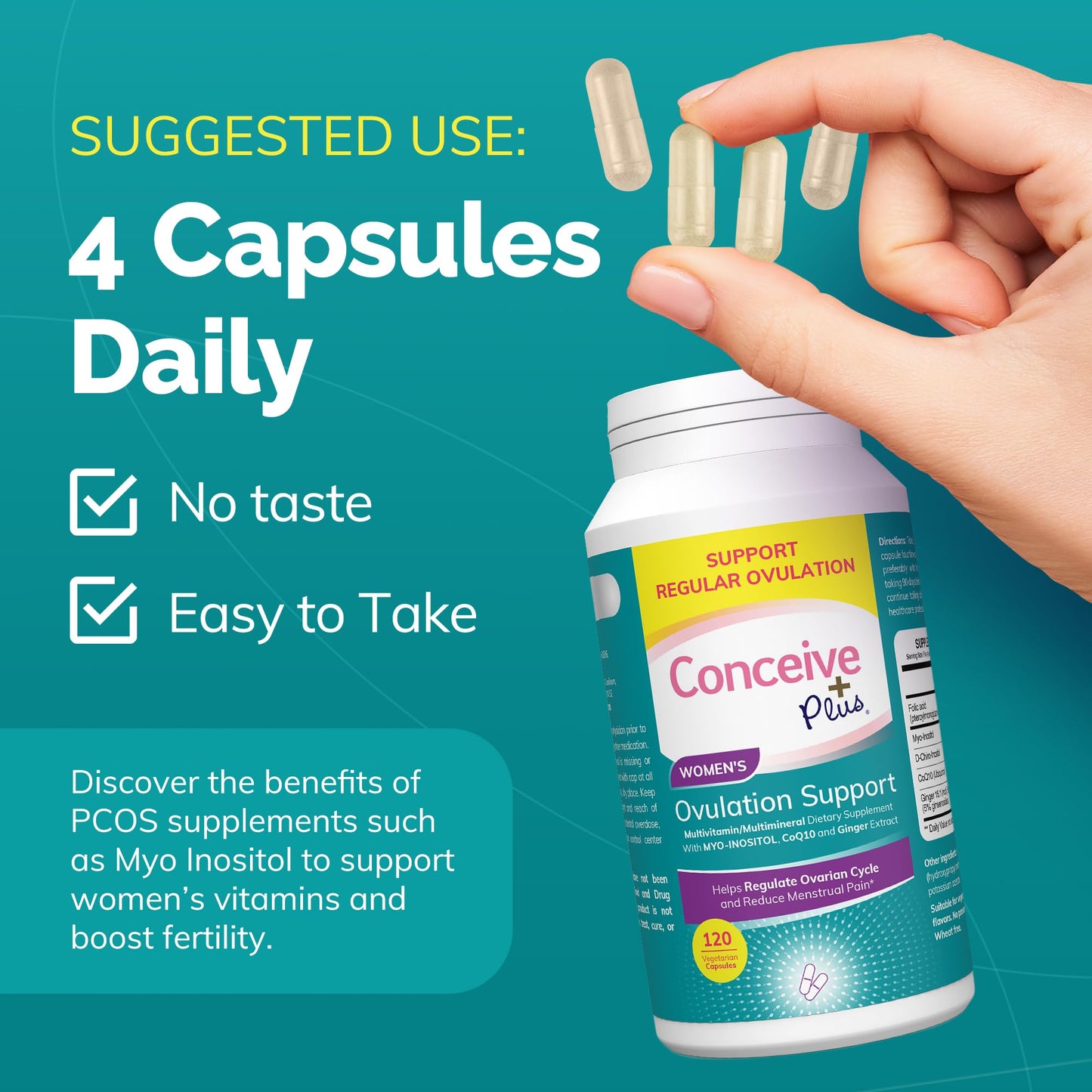 Pre-Order | Arrives in 5–10 Days – CONCEIVE PLUS Ovulation + Women's Fertility Combo, Supports Fertility and Ovarian Regulation, 60 + 120 Capsules