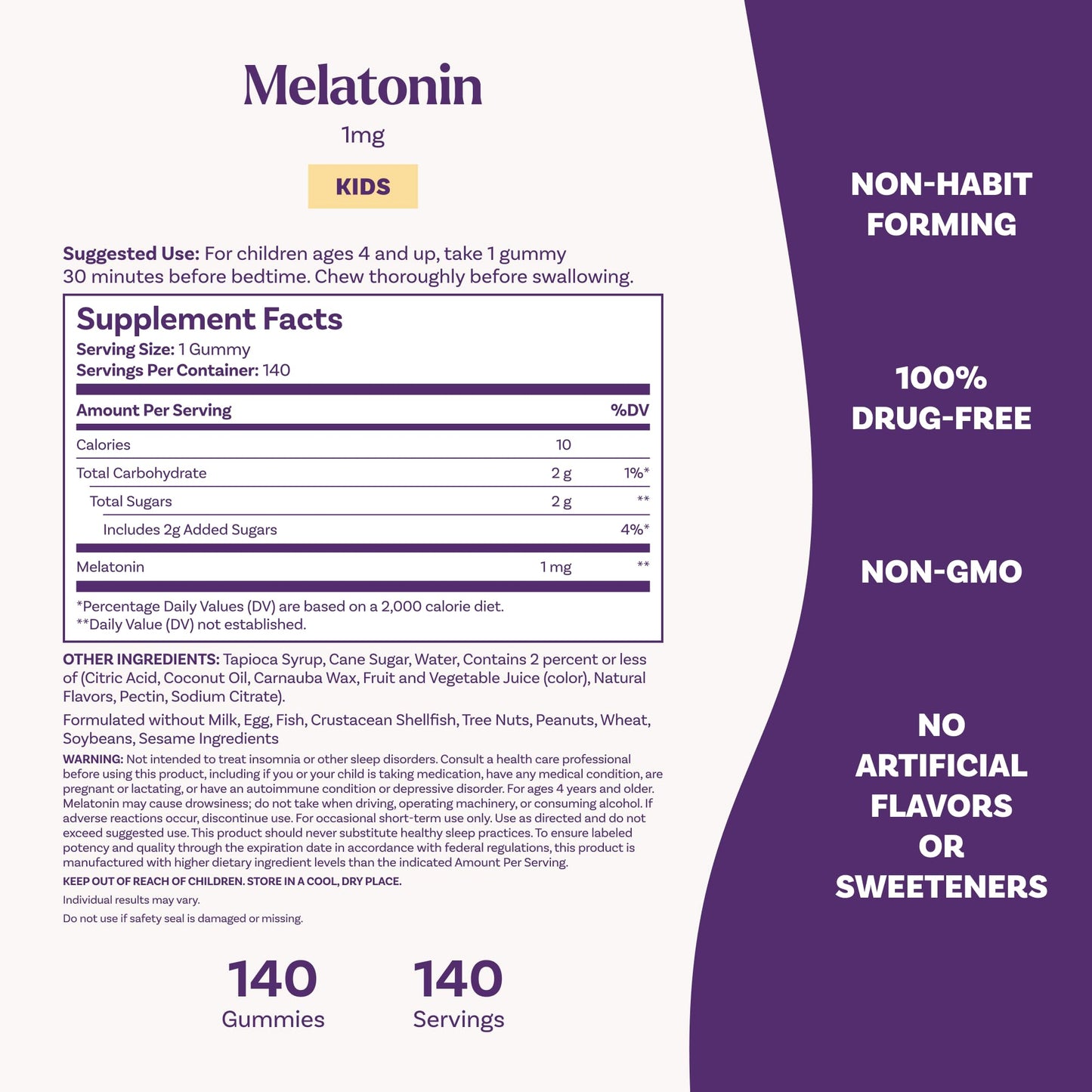 Natrol Kids Melatonin 1 mg, Dietary Supplement for Restful Sleep, Melatonin Gummies for Kids, 140 Raspberry-Flavored Gummies, Up to a 140 Day Supply