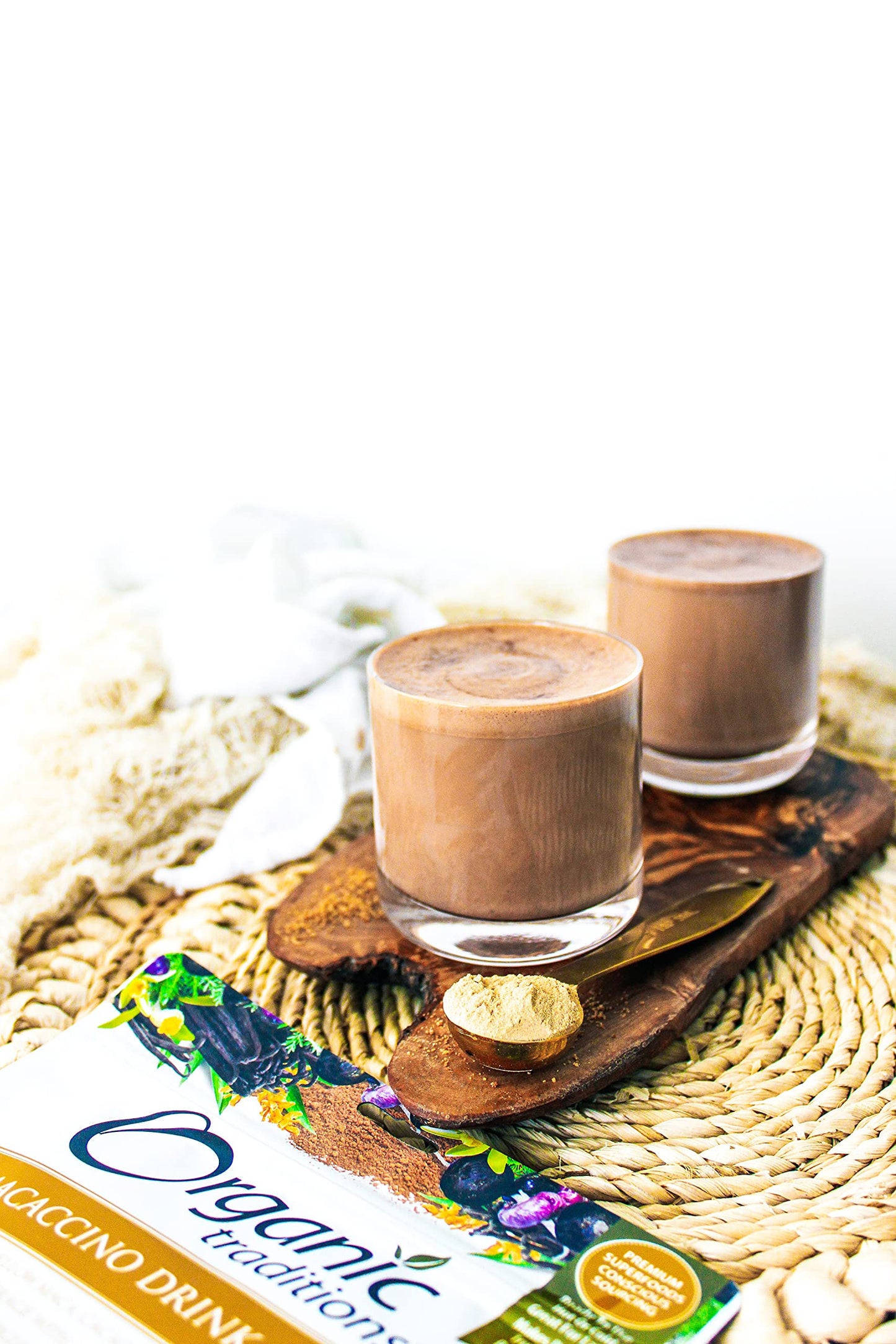 Organic Traditions Superfood Macaccino Drink Mix with Maca Root & Cacao Powder Blend Superfood Caffeine Free Dairy Free Drink Mix Hot or Iced Healthy Hot Chocolate, 8oz (227g) Bag, 28 servings per bag