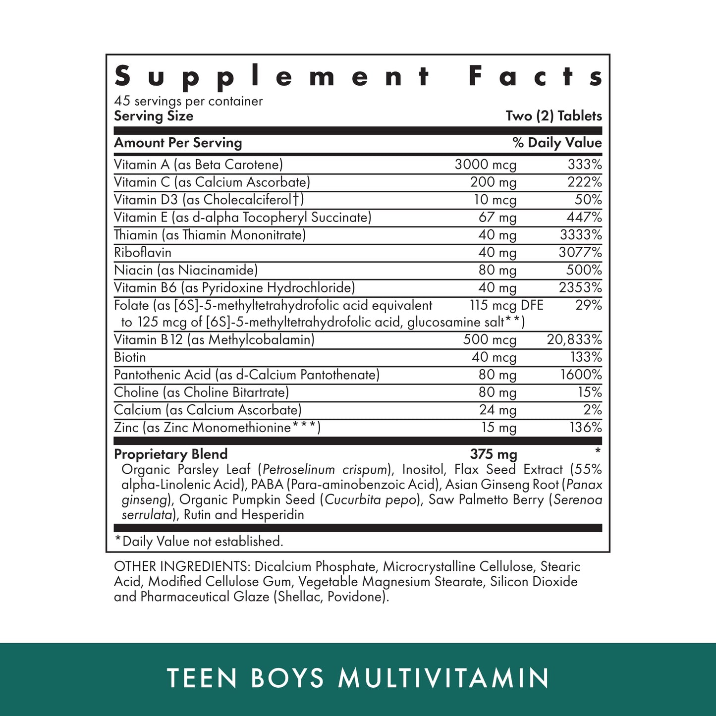 MICHAEL'S Health Naturopathic Programs Teen Boys - 90 Vegetarian Tablets - Daily Multivitamin Supplement - Kosher - 45 Servings