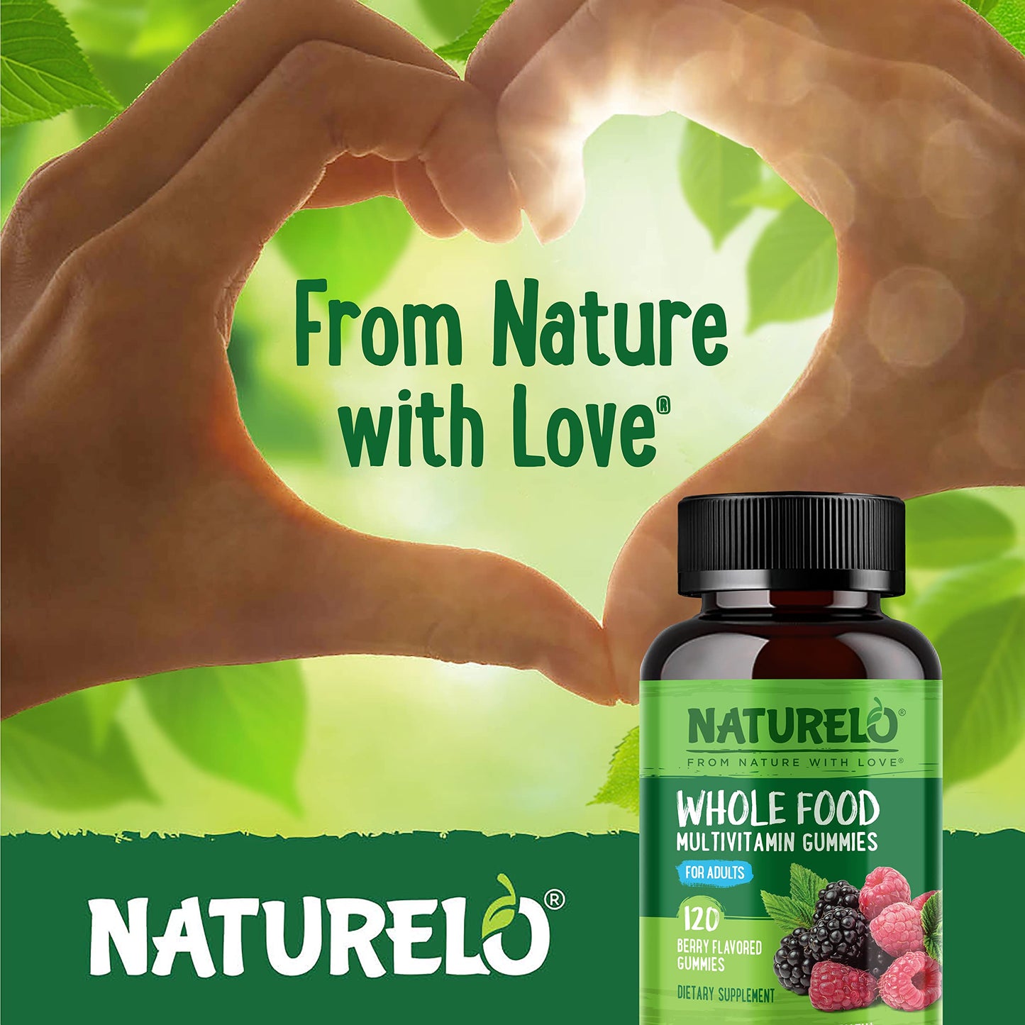 NATURELO Whole Food Vitamin Gummies for Adults - Chewable Gummy Multivitamin for Men & Women - 120 Vegan Gummies