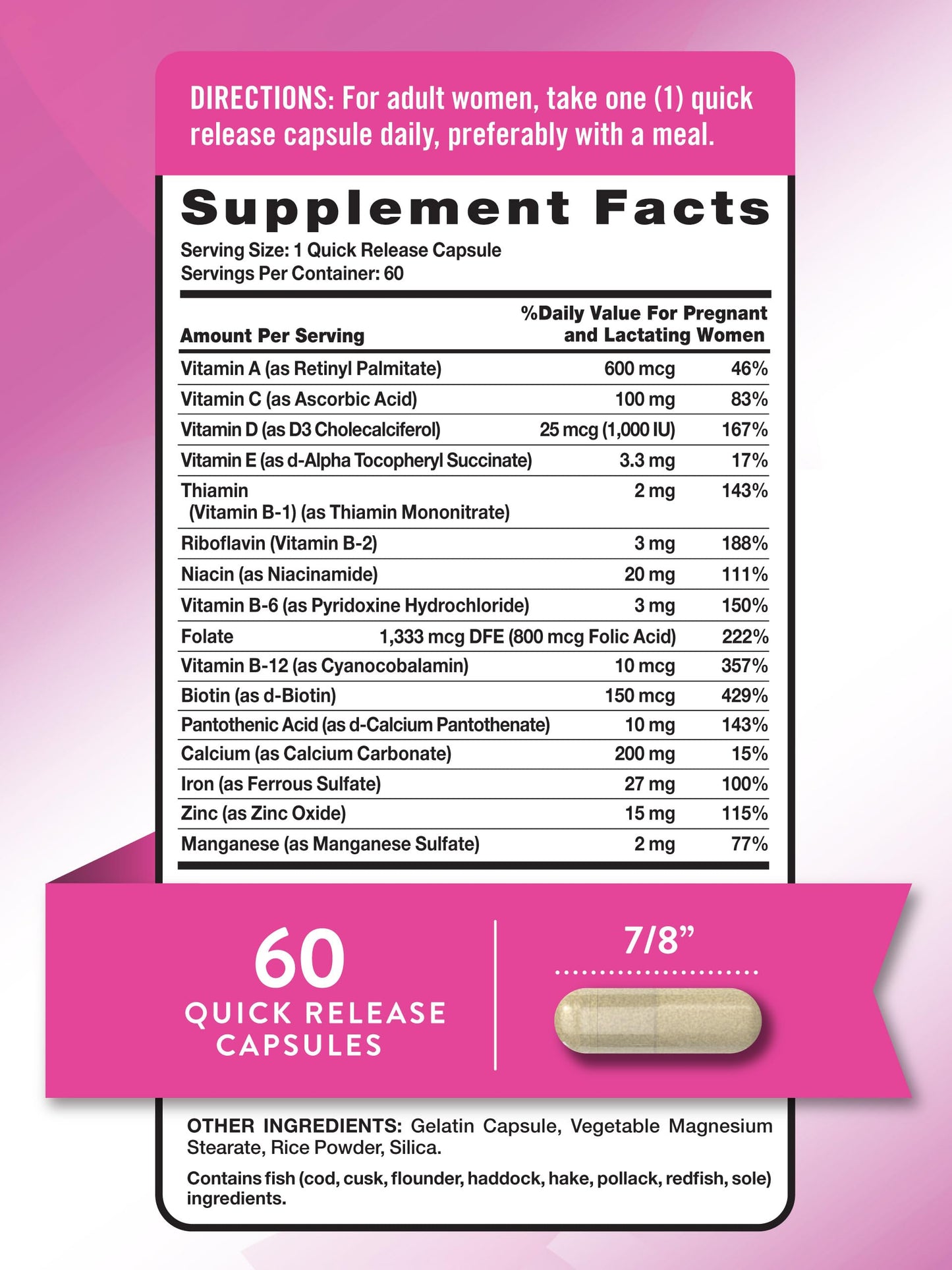 Nature's Truth Prenatal Vitamins With Folic Acid | 60 Capsules | Non-GMO & Gluten Free Supplement