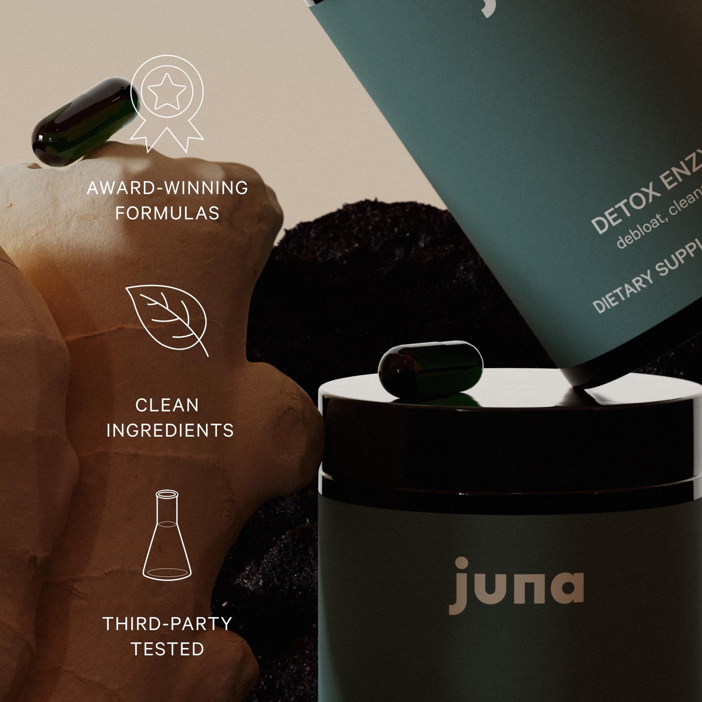 Juna Detox Digestive Enzymes & Probiotic - Fast-Acting Relief for Bloat, Gas, Indigestion & Discomfort - Promotes Healthy Digestion, Regularity & Gut Health
