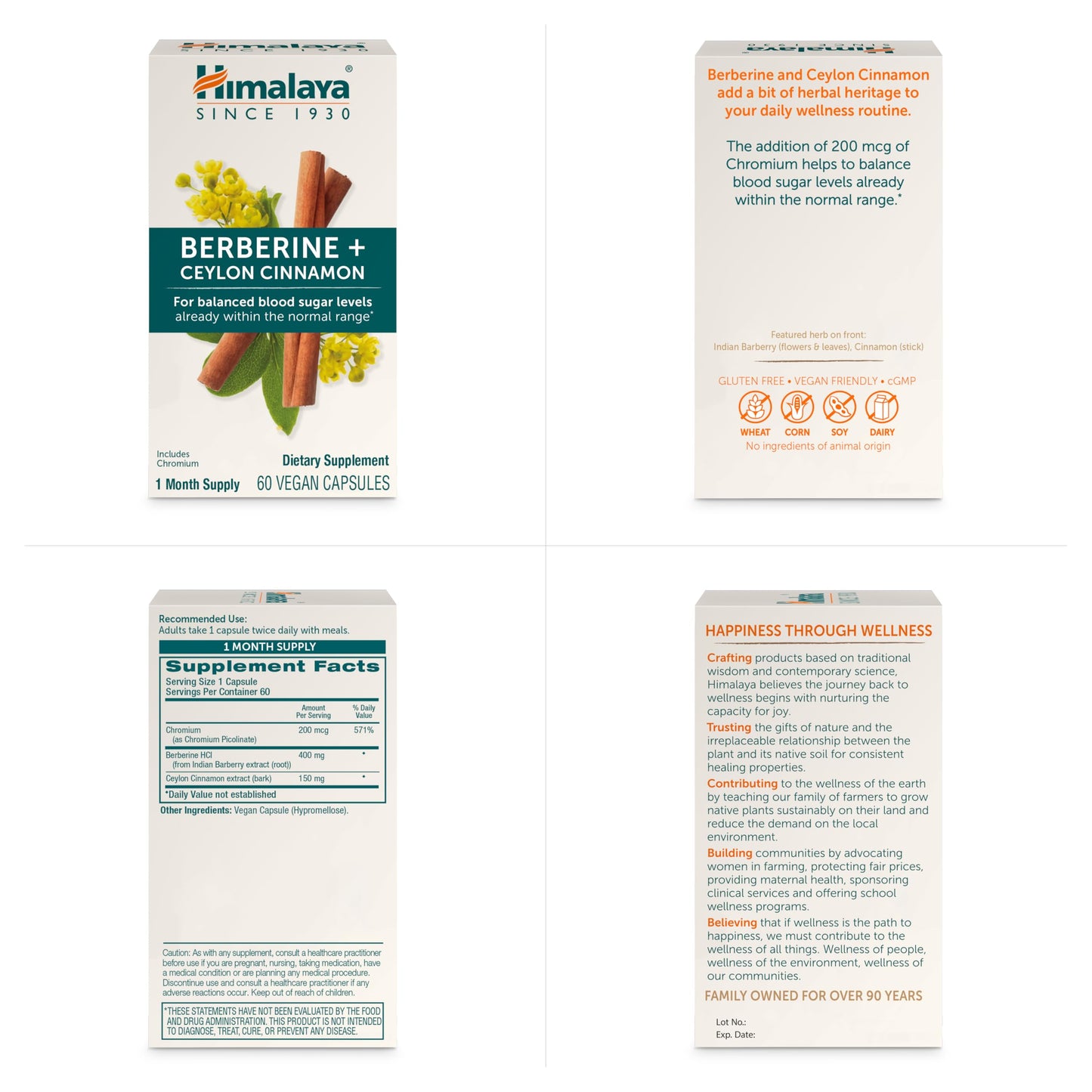 Himalaya Berberine + Ceylon Cinnamon from Indian Barberry Root, Includes Chromium, for Gastrointestinal, and Daily Metabolism Support, Vegan, Gluten Free, Herbal Supplement, 60 Capsules