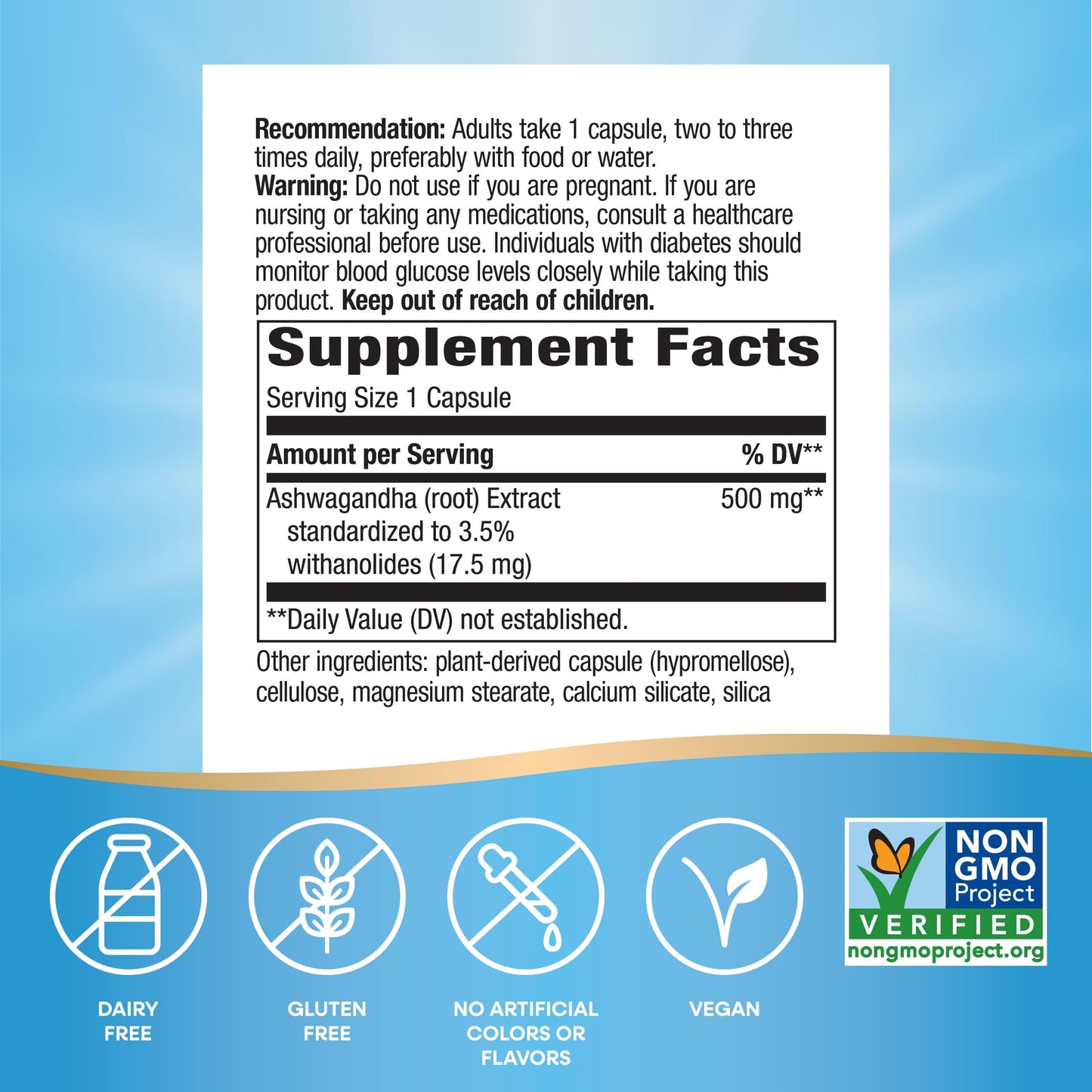 Nature's Way Ashwagandha, Reduces Stress*, Premium Extract, Adaptogenic*, Non-GMO Project Verified, Vegan, 60 Capsules (Packaging May Vary)