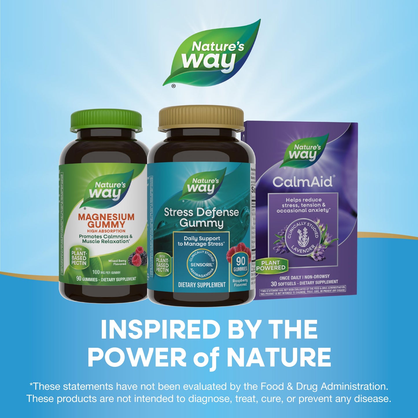 Nature's Way Stress Defense Gummies, Stress Support*, Supports Balanced Cortisol Response*, with Sensoril Ashwagandha, Vitamins B6, C, and D3, Raspberry Flavored, 90 Gummies (Packaging May Vary)