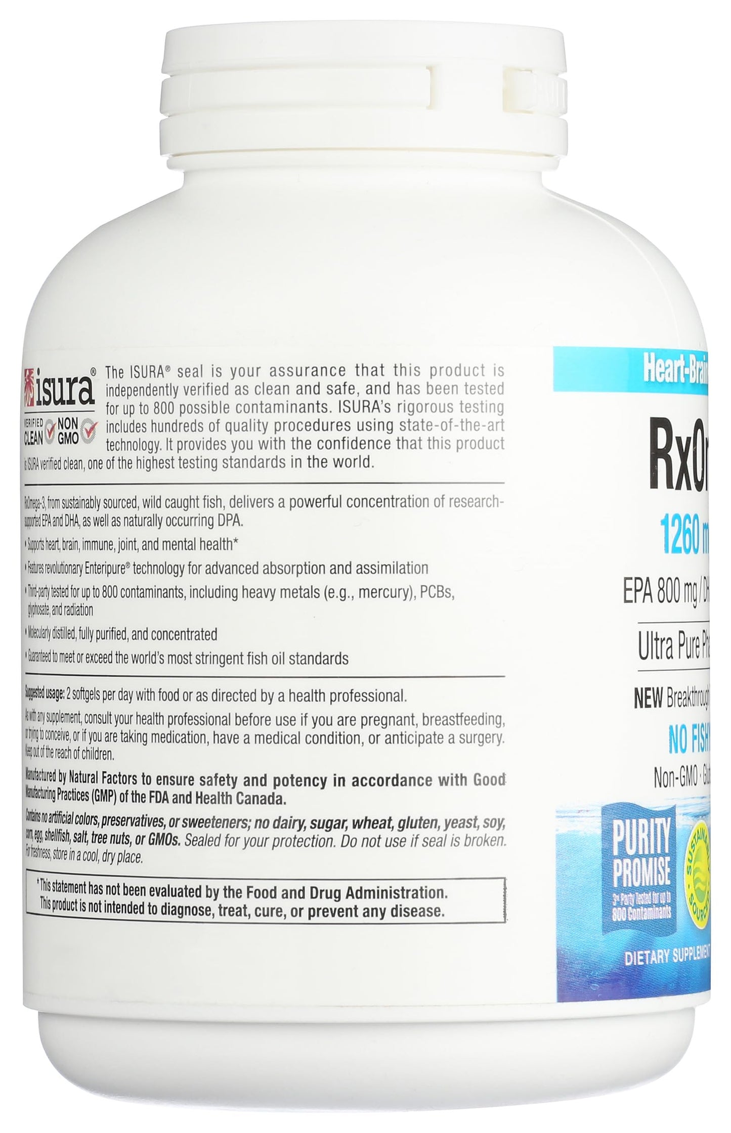 Natural Factors RxOmega-3, Natural Support for Heart Health with DHA and EPA, Daily Dietary Supplement, 120 Softgels