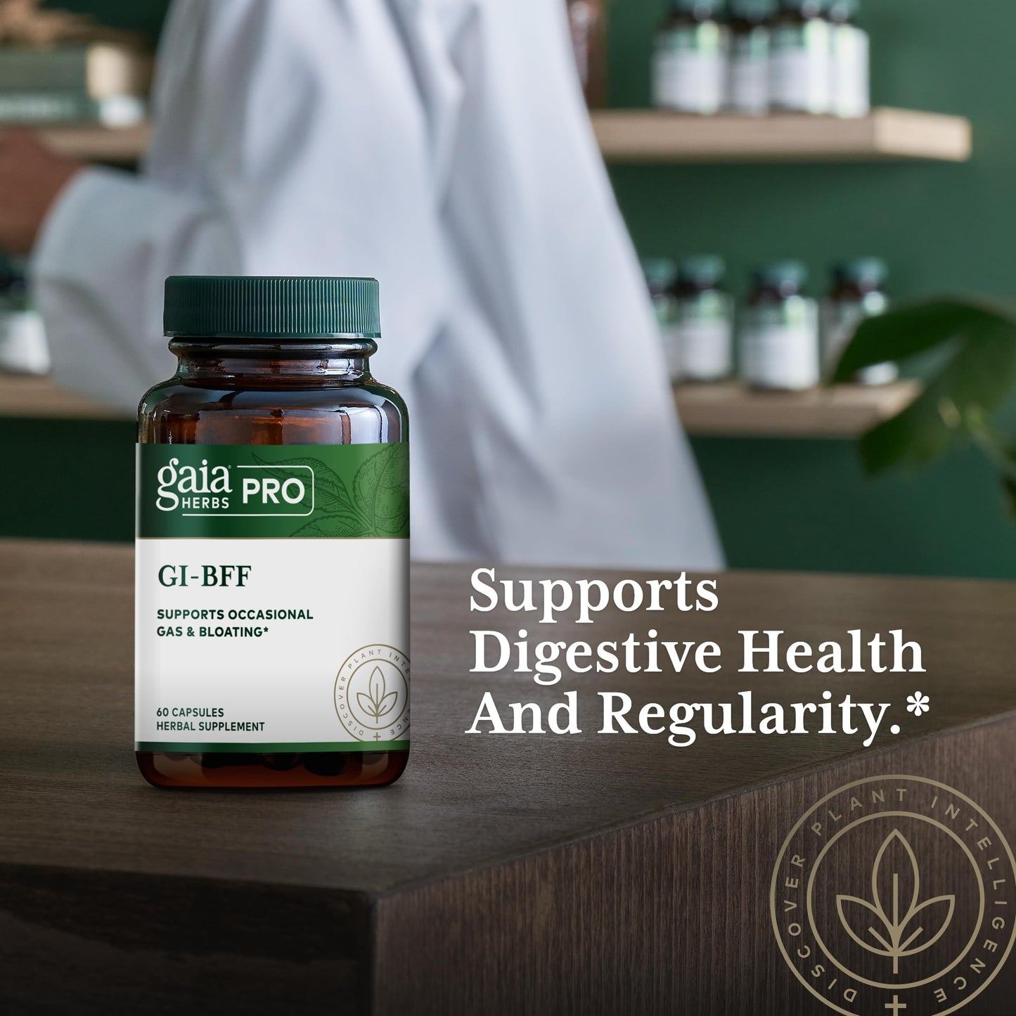 Gaia Herbs Pro GI-BFF Digestive Health Support Supplement* - GI Health Supplement with Organic Fennel & Cinnamon Bark - Benegut for Occasional Gas & Bloating* - 60 Powder Capsules (60 Servings)
