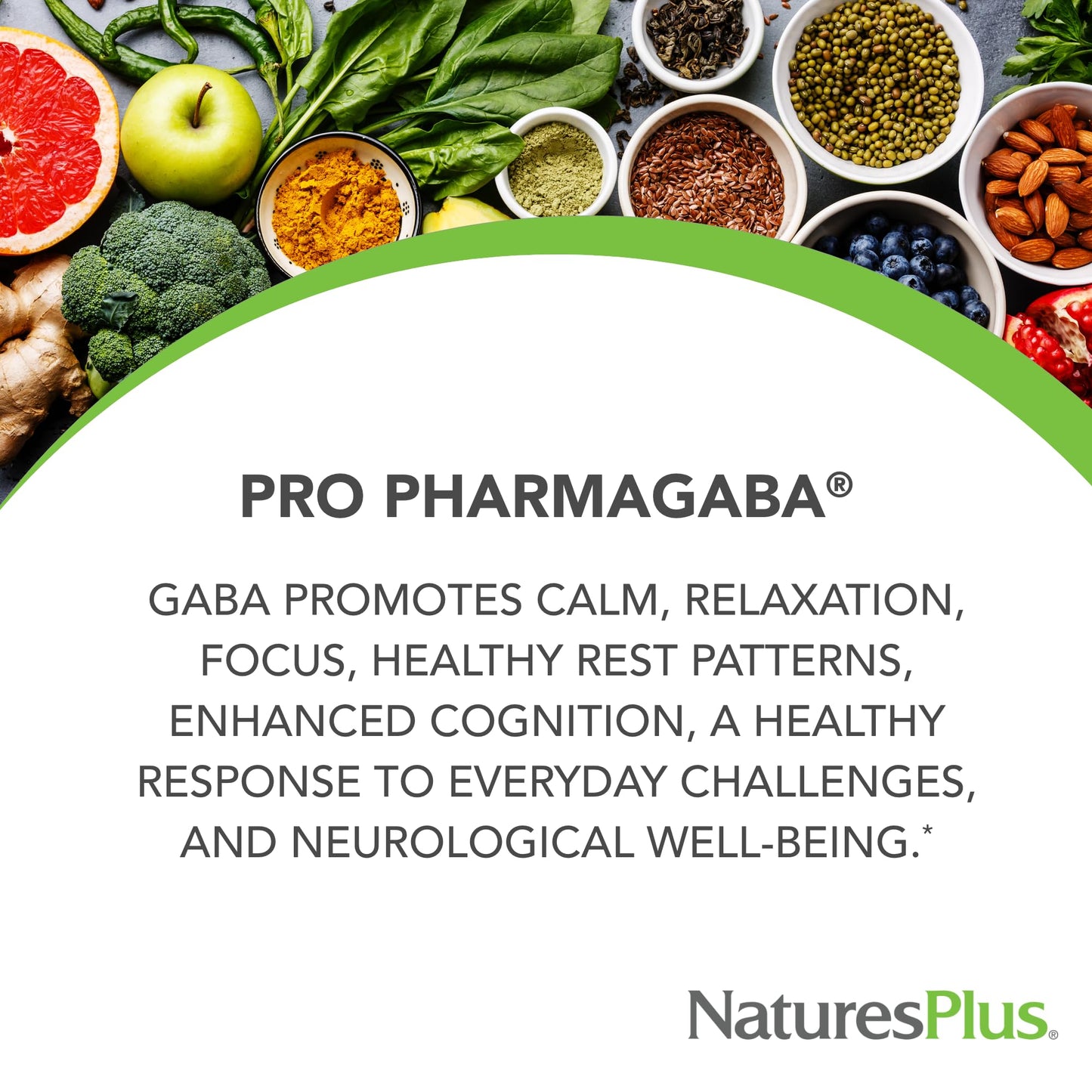 Natures Plus PRO PharmaGABA - 60 Capsules - Promotes Calm, Relaxation & Focus - Non-GMO, Vegetarian, Gluten Free - 30 Servings