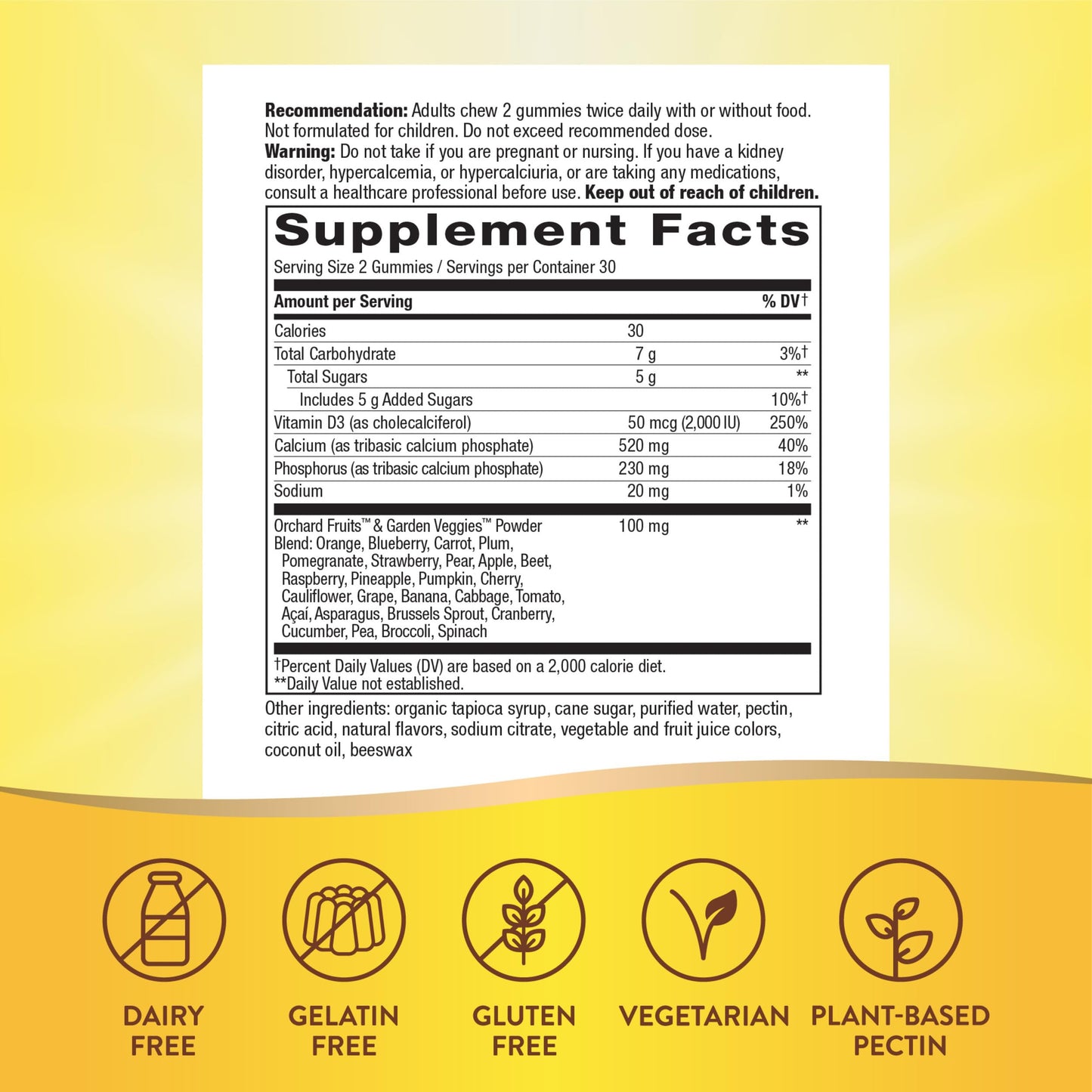 Nature's Way Alive! Daily Calcium & Vitamin D3 Gummies, Bone Support*, Immune Support*, Strawberry and Raspberry- Lemonade Flavored, 60 Gummies