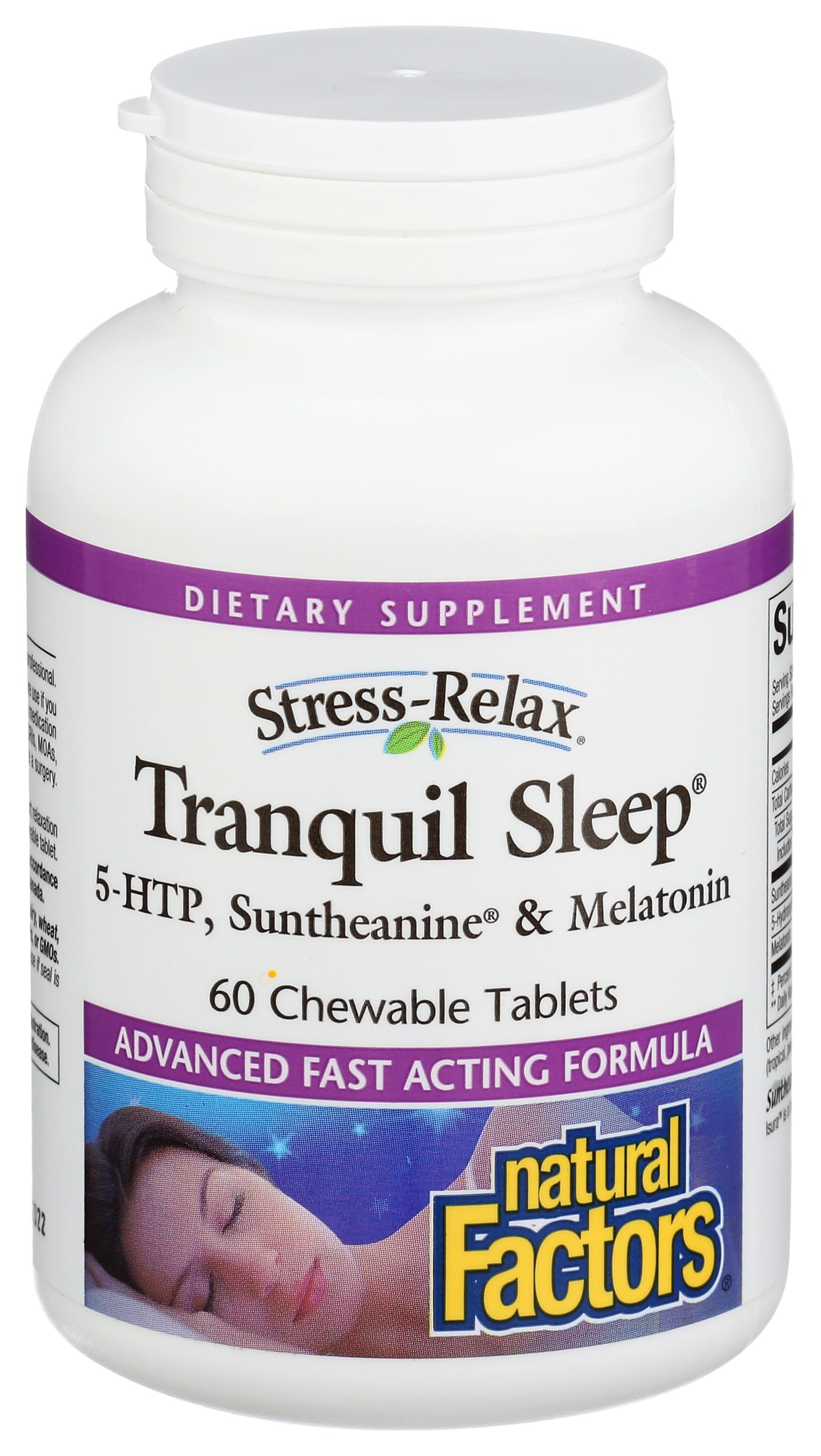 Stress-Relax Chewable Tranquil Sleep by Natural Factors, Sleep Supplement, Tropical Fruit Flavor, 60 Tablets