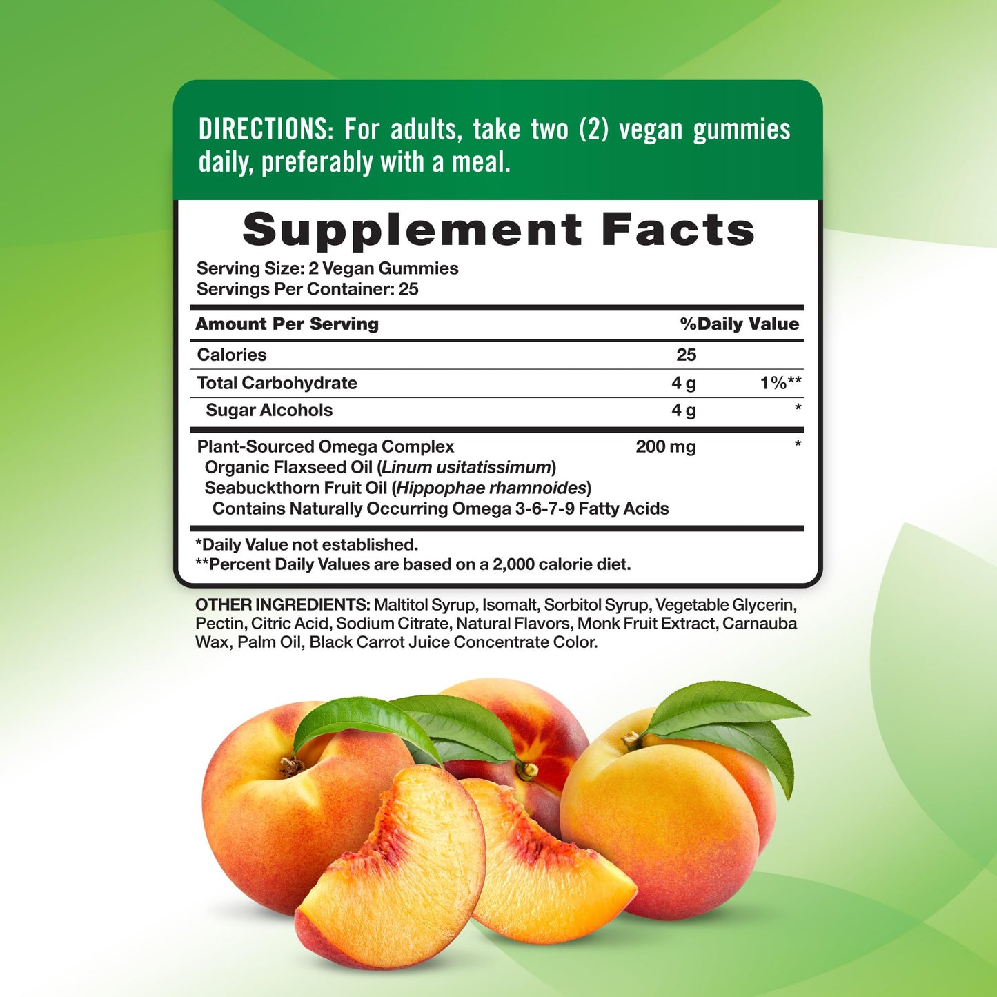 Nature's Truth Vegan Omega 3679 Gummies | 50 Count | Peach Flavor | Non-GMO & Gluten Free Supplement