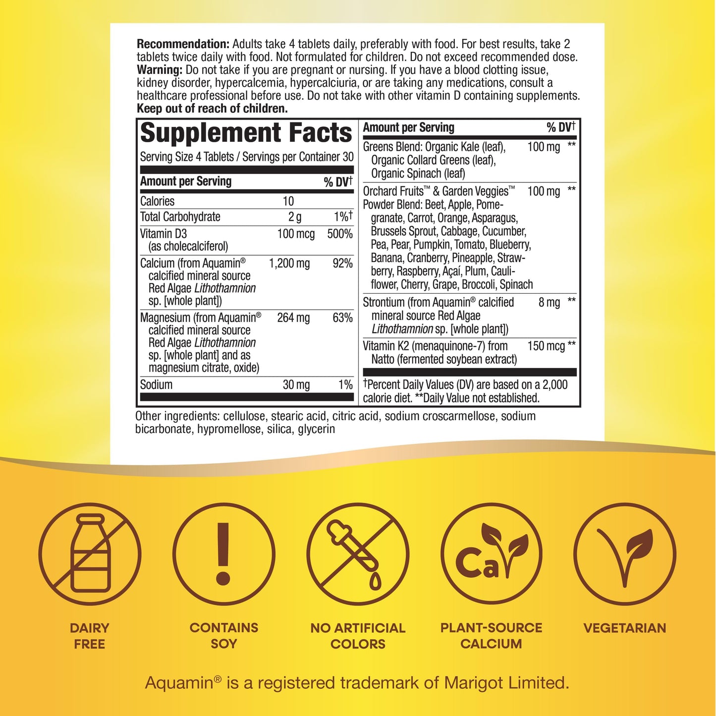 Nature's Way Alive! Calcium Max Absorption, Bone Support*, Plant Source Calcium, Vitamin D3 & K2, Magnesium, 120 Tablets (Packaging May Vary)