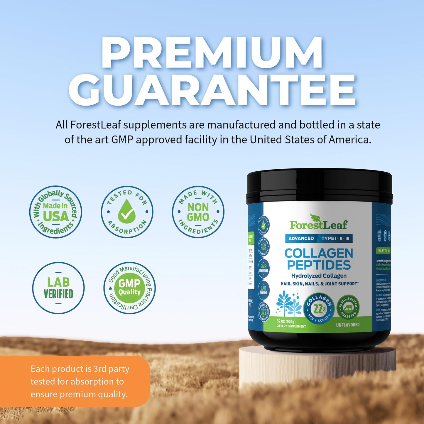 Pre-Order | Arrives in 5–10 Days – Collagen Peptides Powder Unflavored - Hydrolyzed Collagen Protein Powder Type 1, 2 & 3 - Grass Fed Keto Collagen Powder for Women & Men - Vital Hair, Skin, Nails, Joints, Recovery, 11g Per Serving
