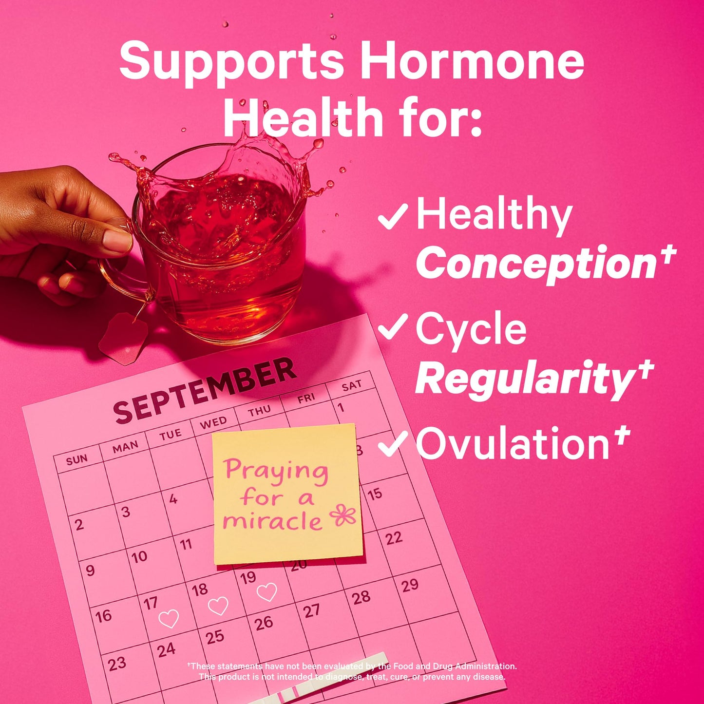 Pink Stork Organic Fertility Tea for Women with Chaste Tree Berries (Vitex) to Support Conception for Her - Hormone Balance with Mint and Red Raspberry Leaf, 15 Sachets